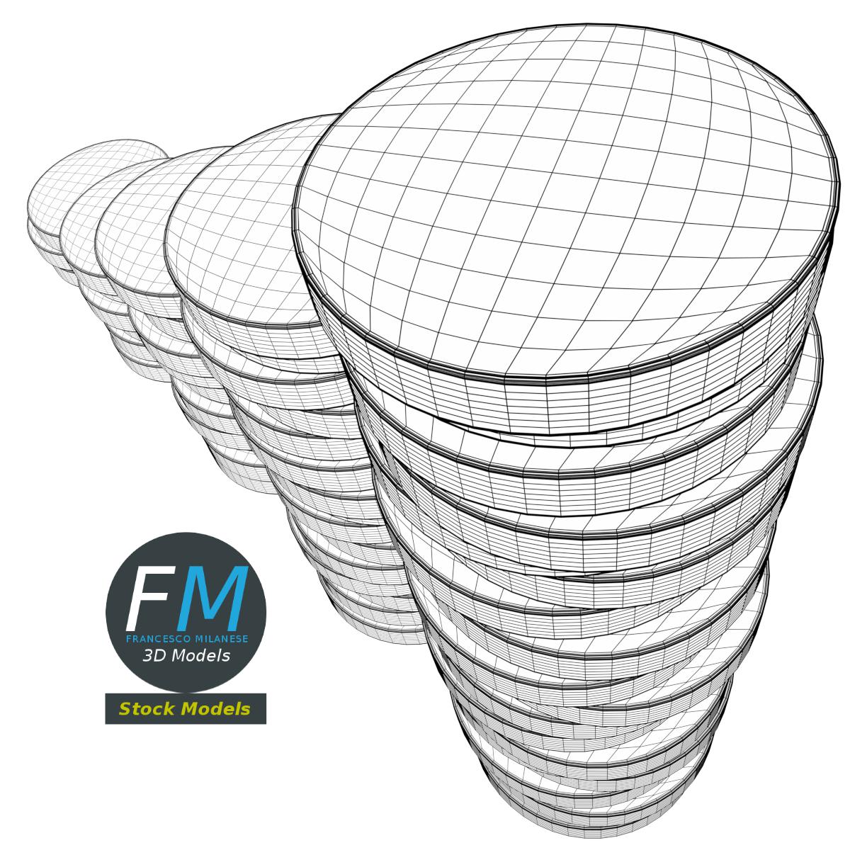 3D-Modell - Stilisierte Münzstapel - 08