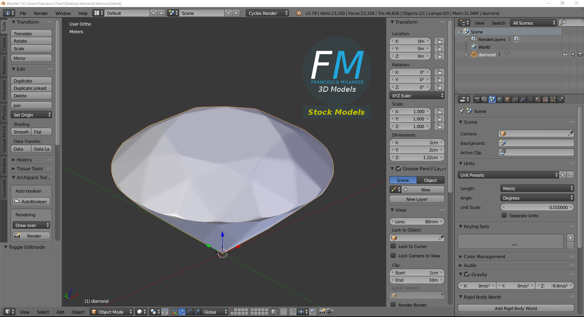 3D-Modell - Stilisierter Diamant - 09