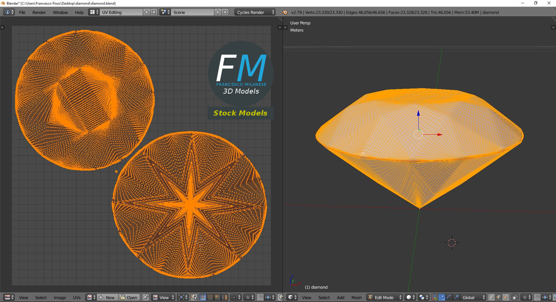 3D-Modell - Stilisierter Diamant - 10