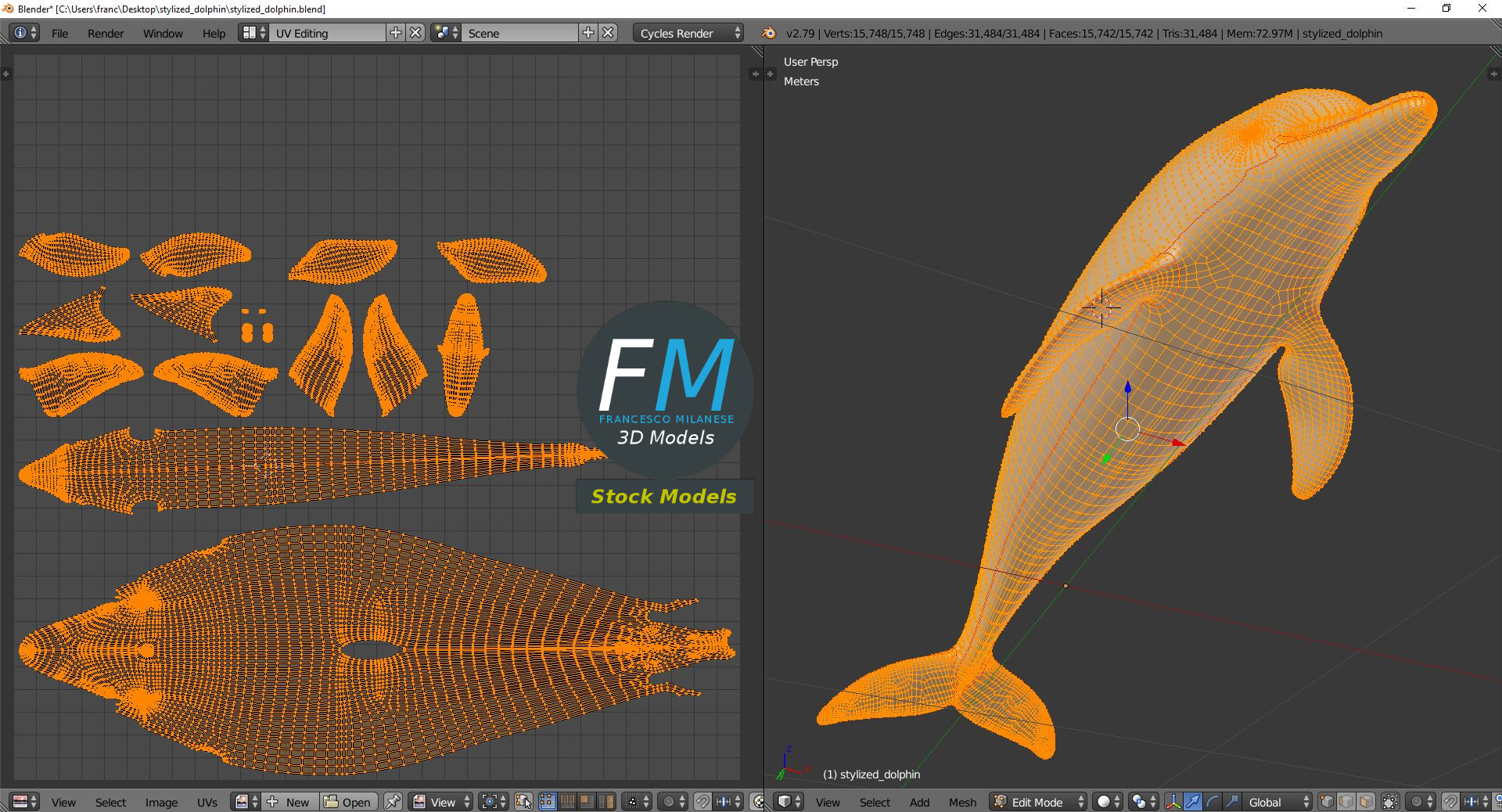 3D-Modell - Stilisierter Delfin - 10