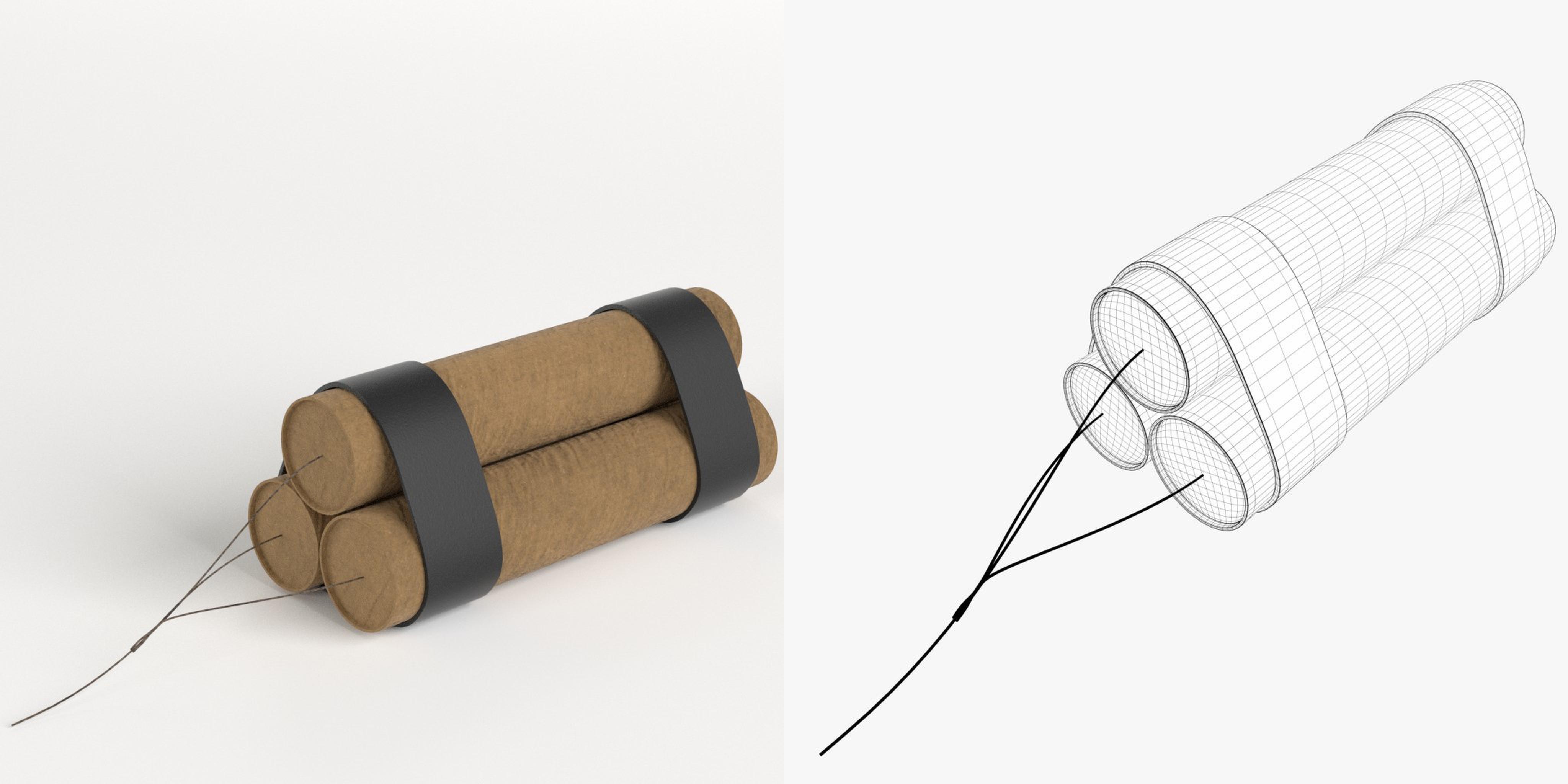 3D-Modell - Stilisiertes Dynamitbündel