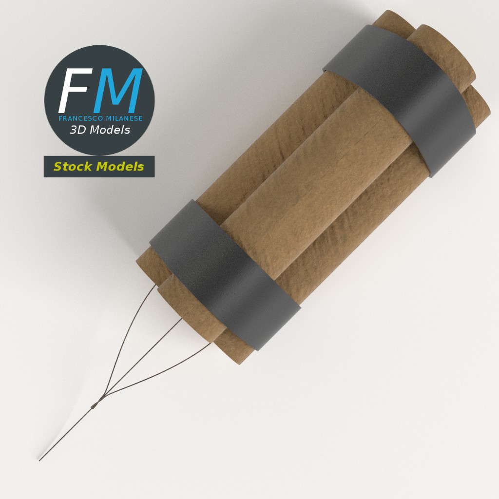 3D-Modell - Stilisiertes Dynamitbündel - 06