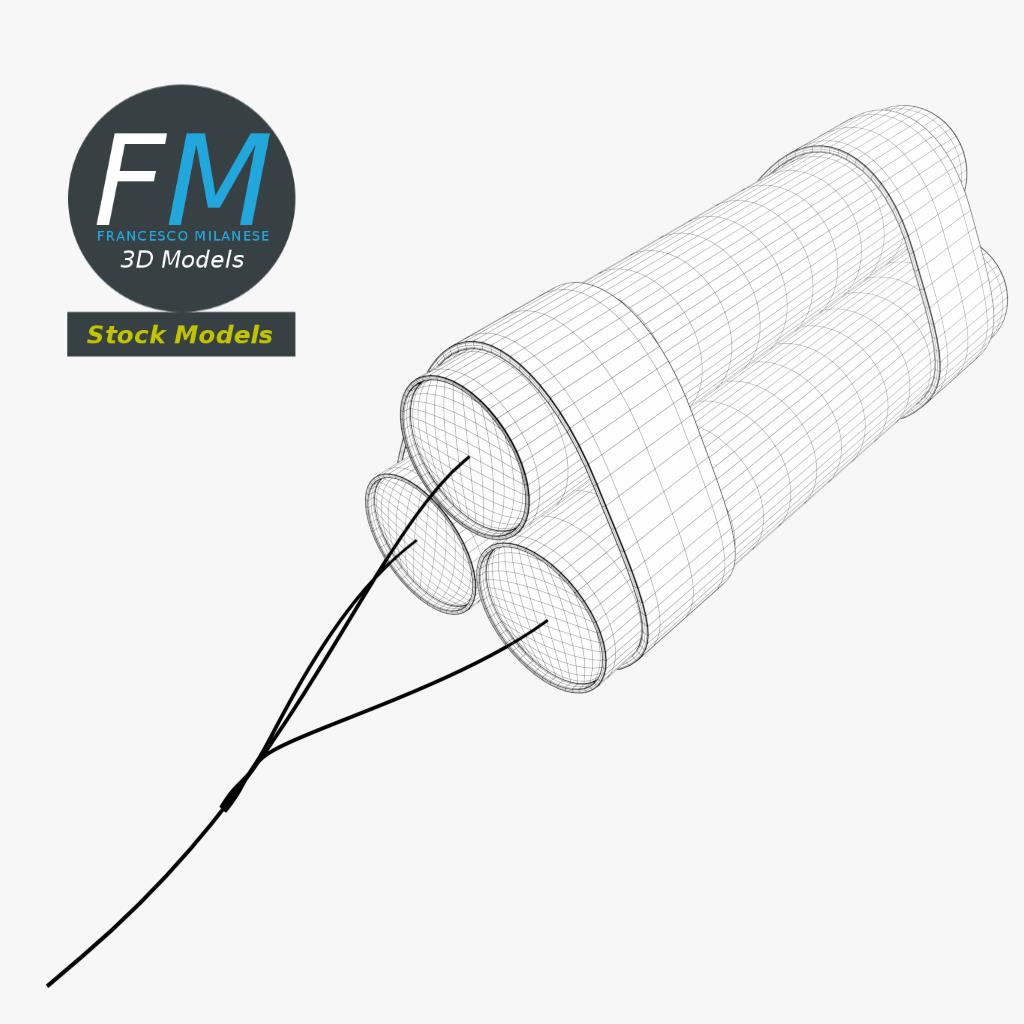 3D-Modell - Stilisiertes Dynamitbündel - 07