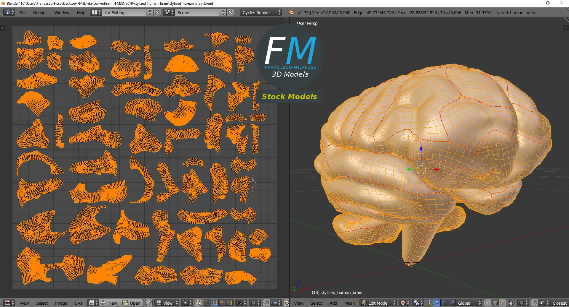 3D-Modell - Stilisiertes Menschliches Gehirn - 10