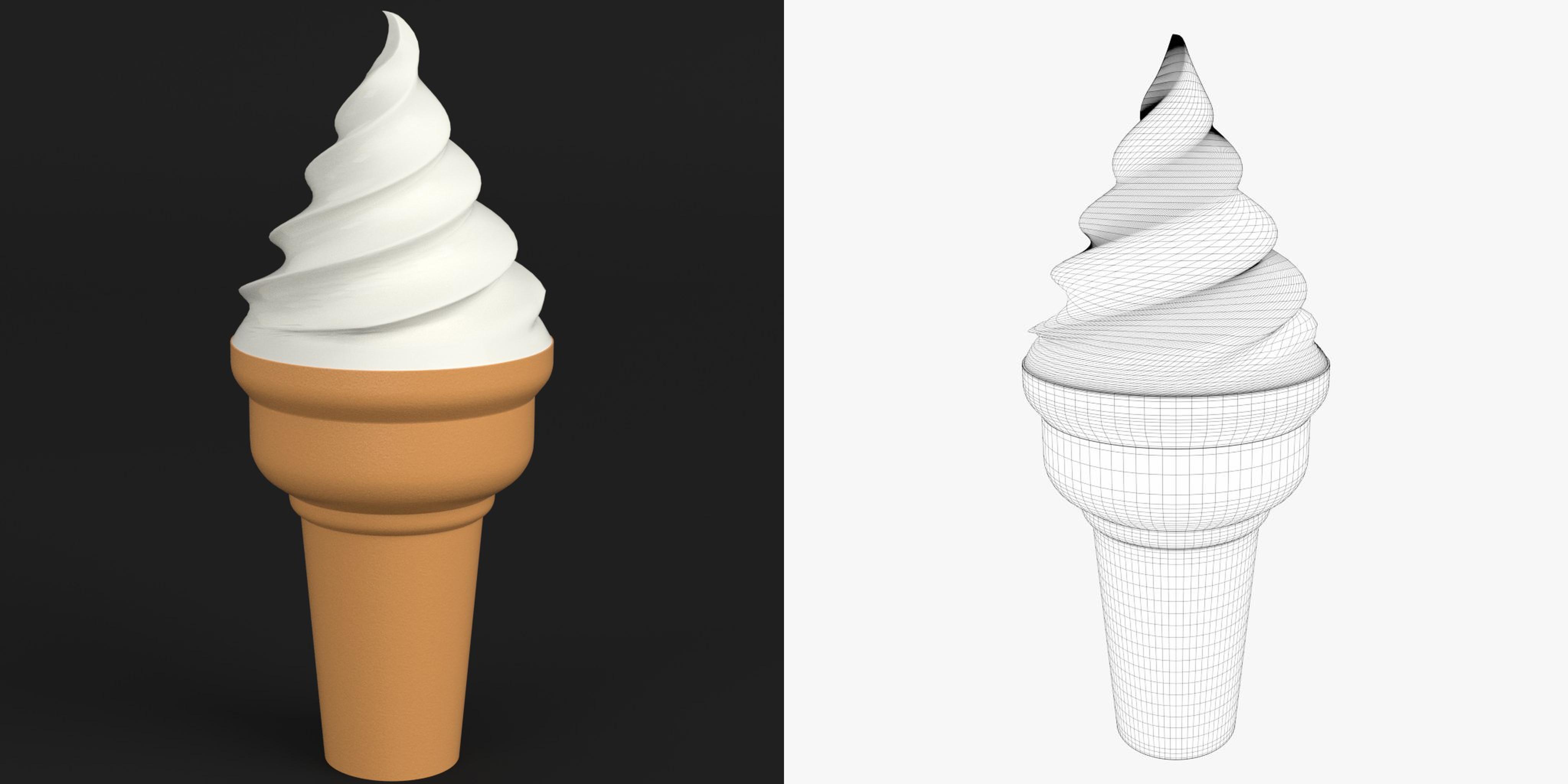 3D-Modell - Stilisierte Softeiswaffel
