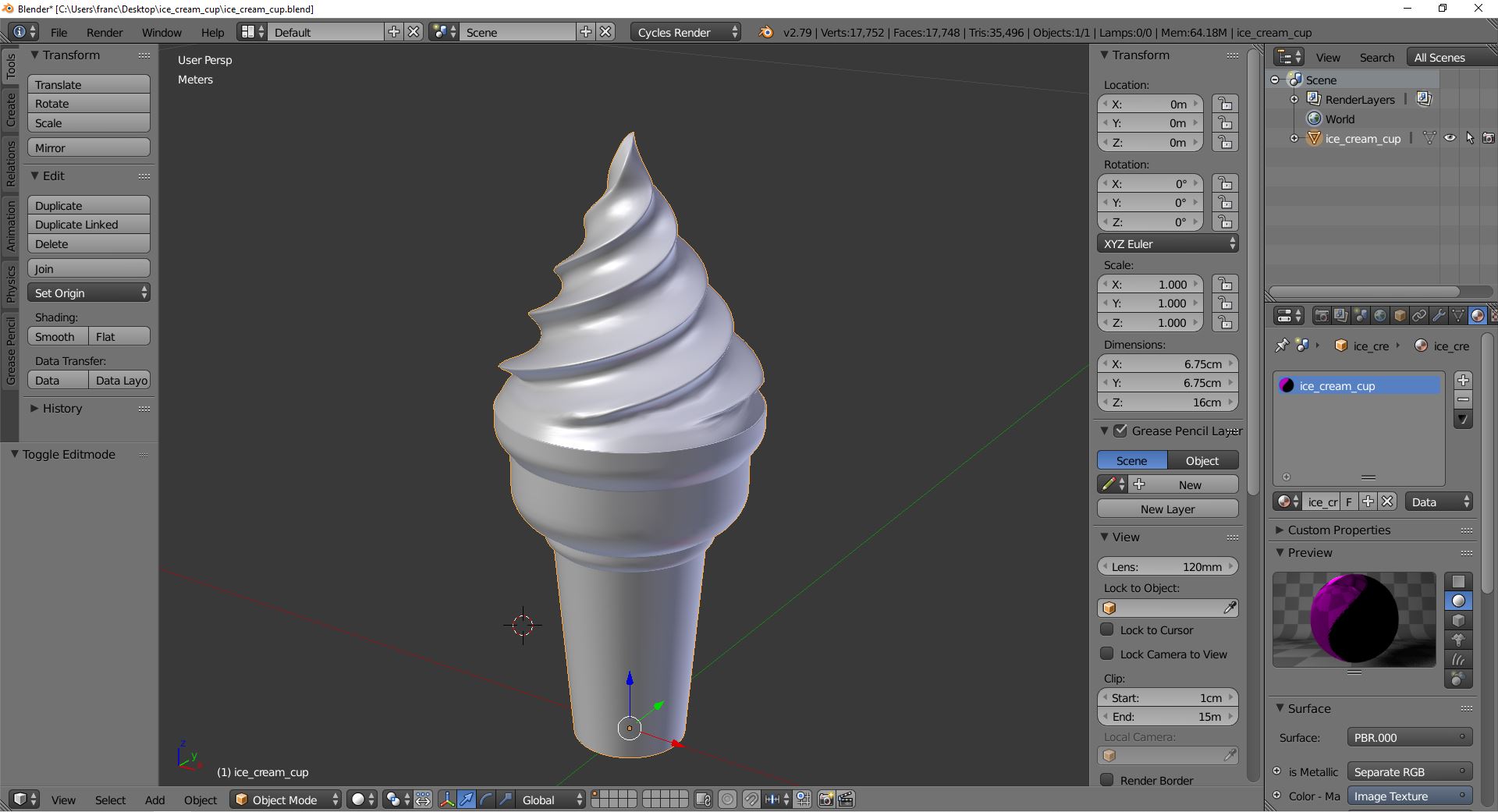 3D-Modell - Stilisierte Softeiswaffel - 09