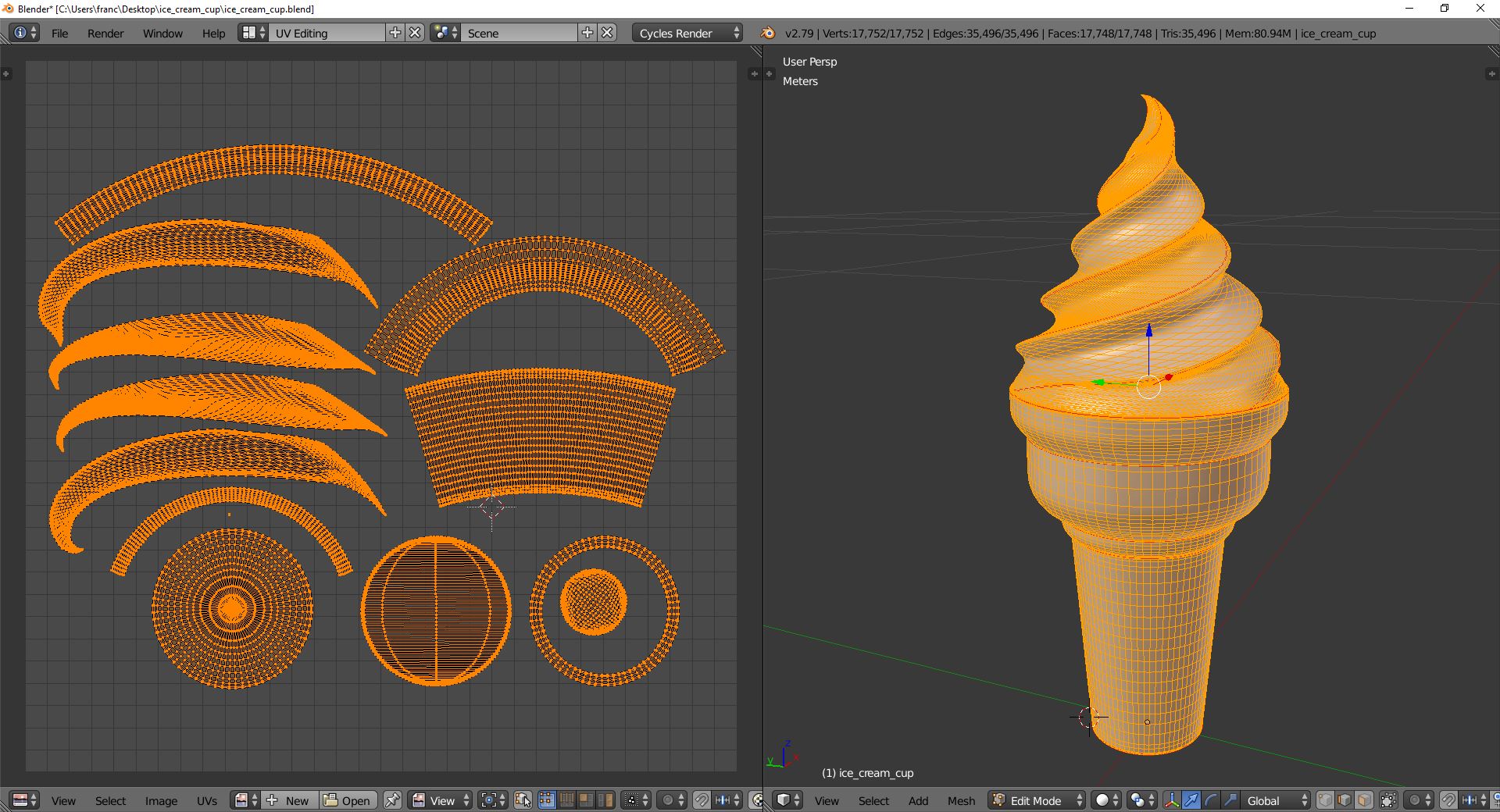 3D-Modell - Stilisierte Softeiswaffel - 10