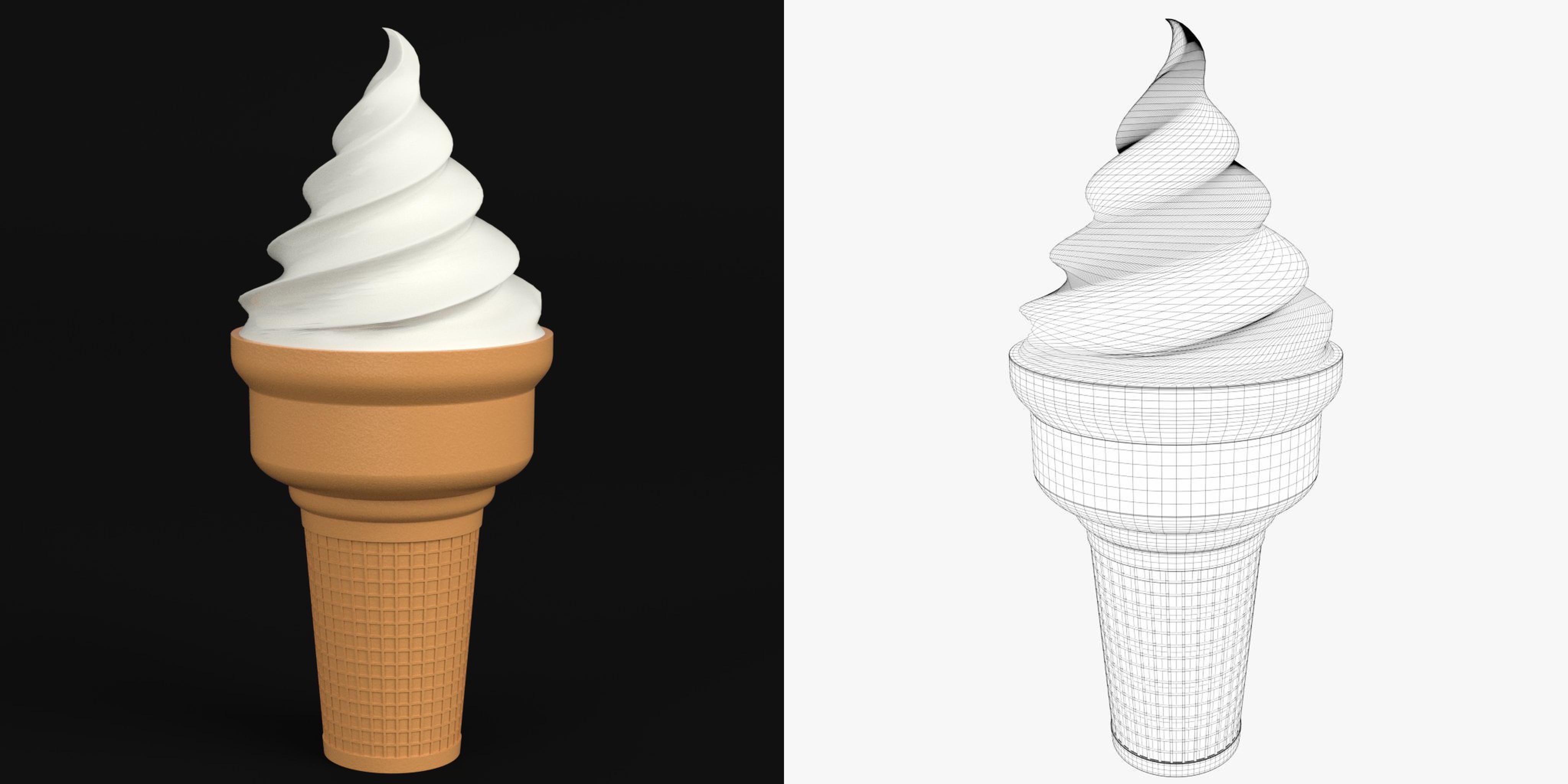 3D-Modell - Stilisierte Softeiswaffel