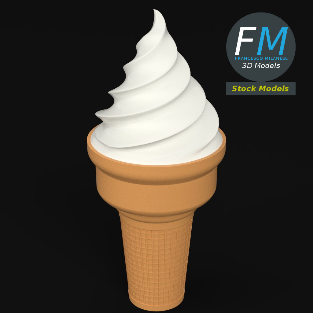 3D-Modell - Stilisierte Softeiswaffel - 02