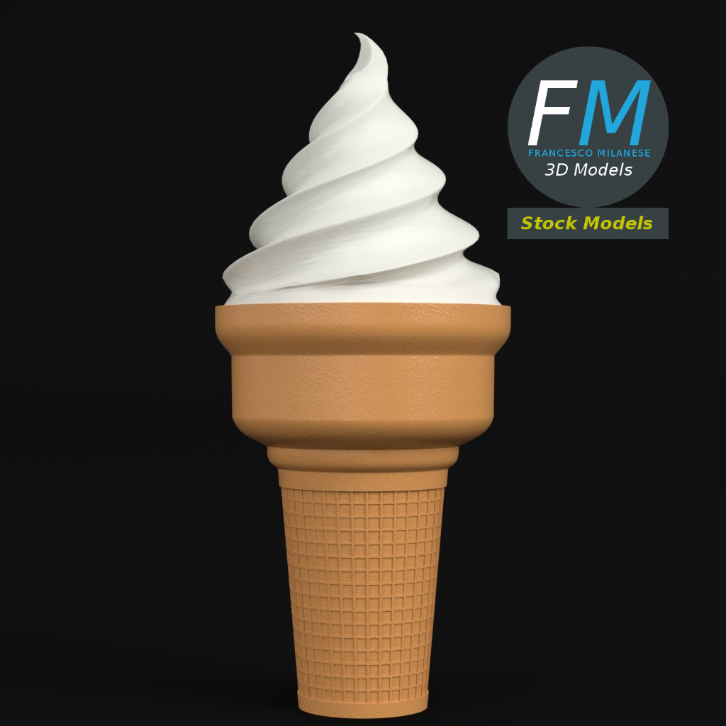 3D-Modell - Stilisierte Softeiswaffel - 03