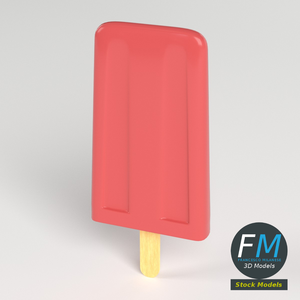 3D-Modell - Stilisiertes Eis am Stiel - 02