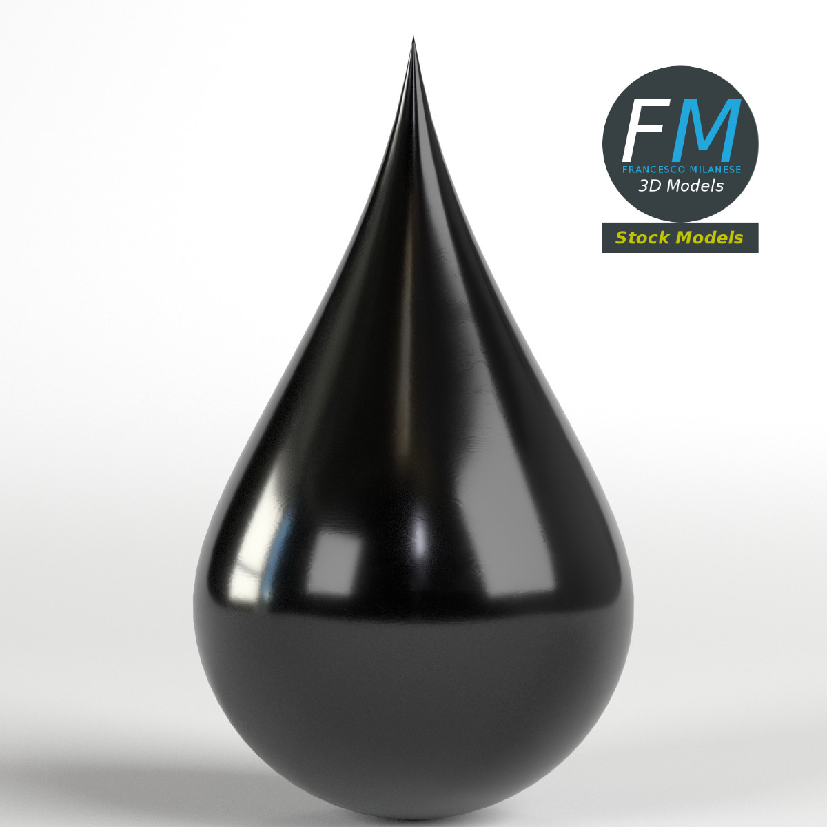 3D-Modell - Stilisierter Tintentropfen - 01