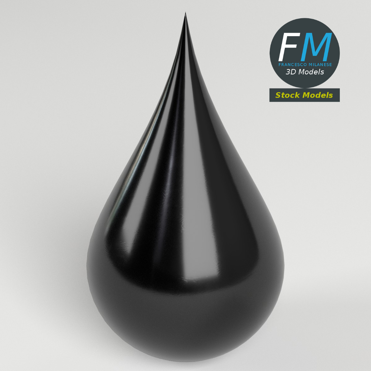 3D-Modell - Stilisierter Tintentropfen - 02