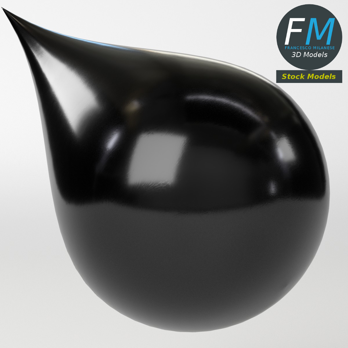 3D-Modell - Stilisierter Tintentropfen - 05