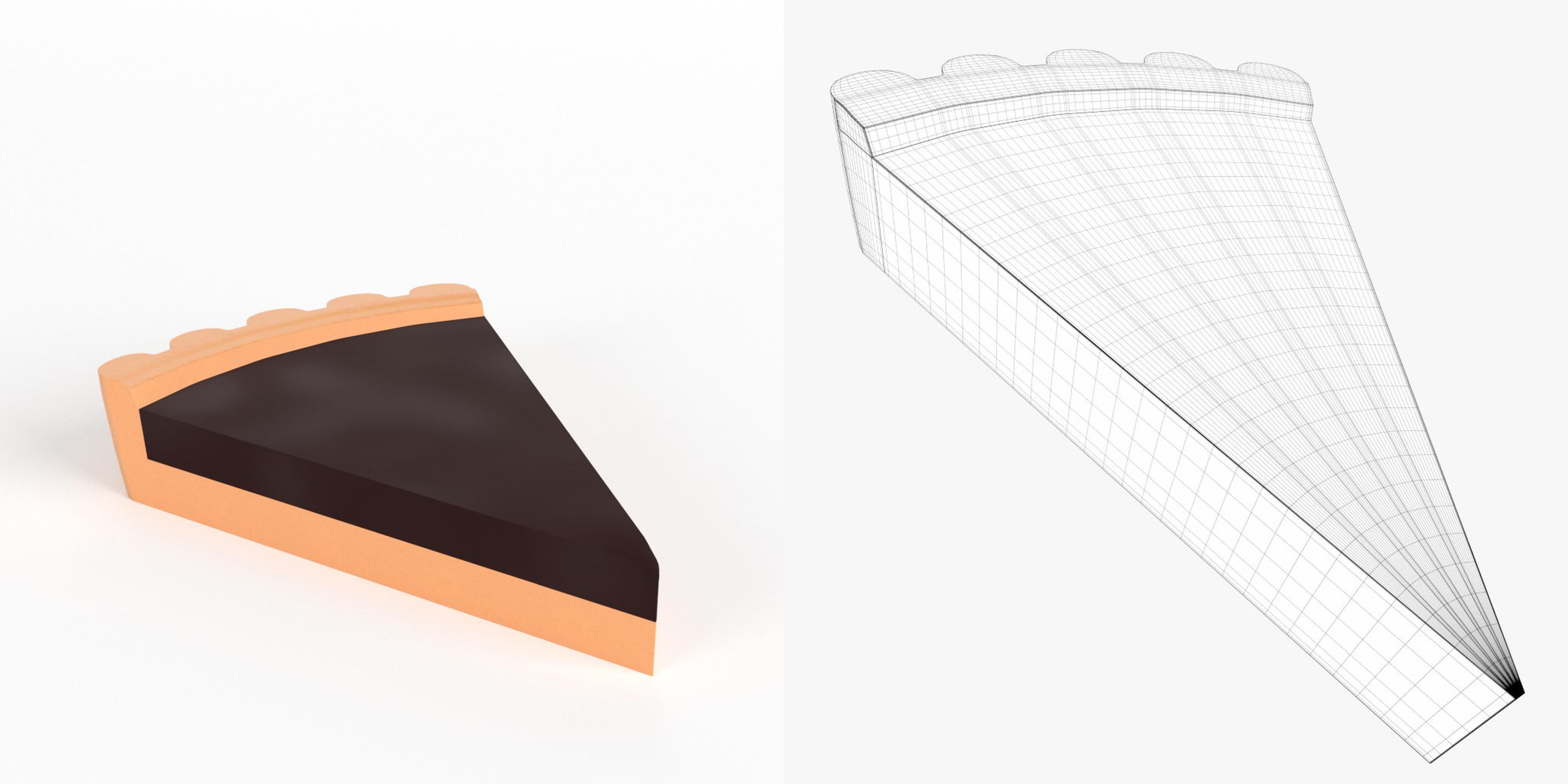 3D-Modell - Stilisiertes Stück Schokoladentarte
