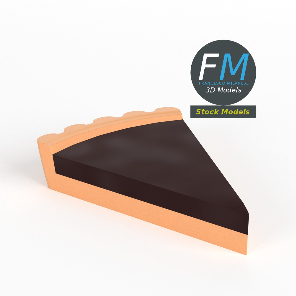 3D-Modell - Stilisiertes Stück Schokoladentarte - 01