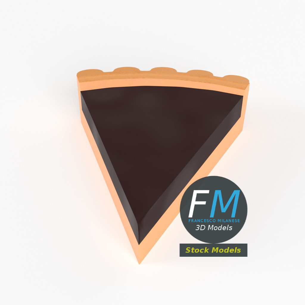 3D-Modell - Stilisiertes Stück Schokoladentarte - 02