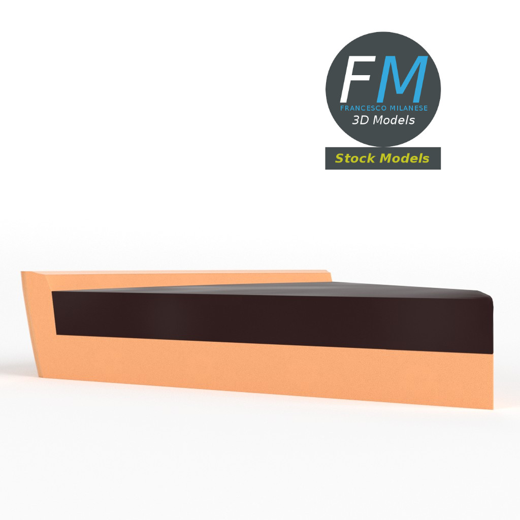 3D-Modell - Stilisiertes Stück Schokoladentarte - 03