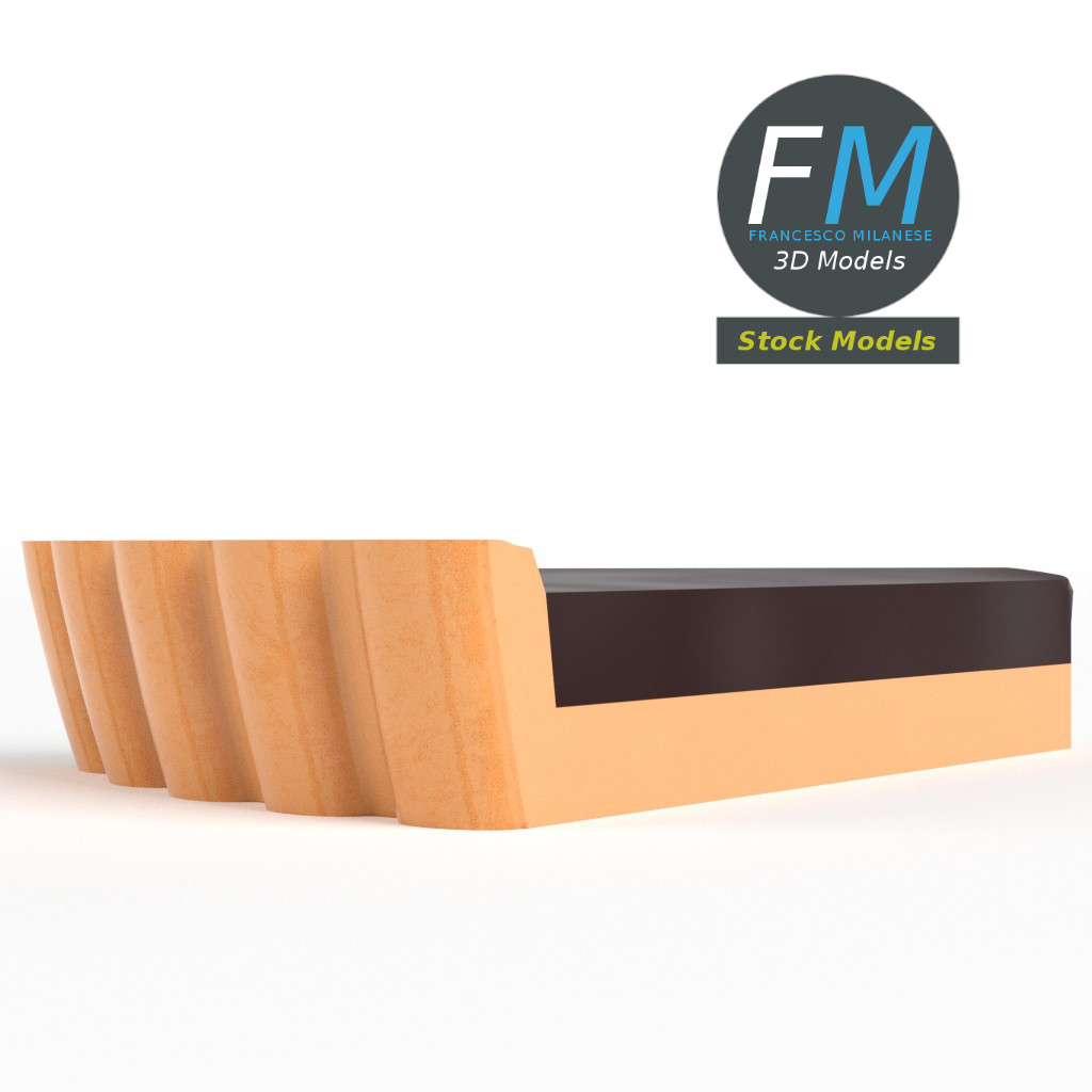 3D-Modell - Stilisiertes Stück Schokoladentarte - 04