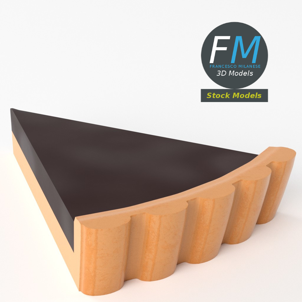 3D-Modell - Stilisiertes Stück Schokoladentarte - 05