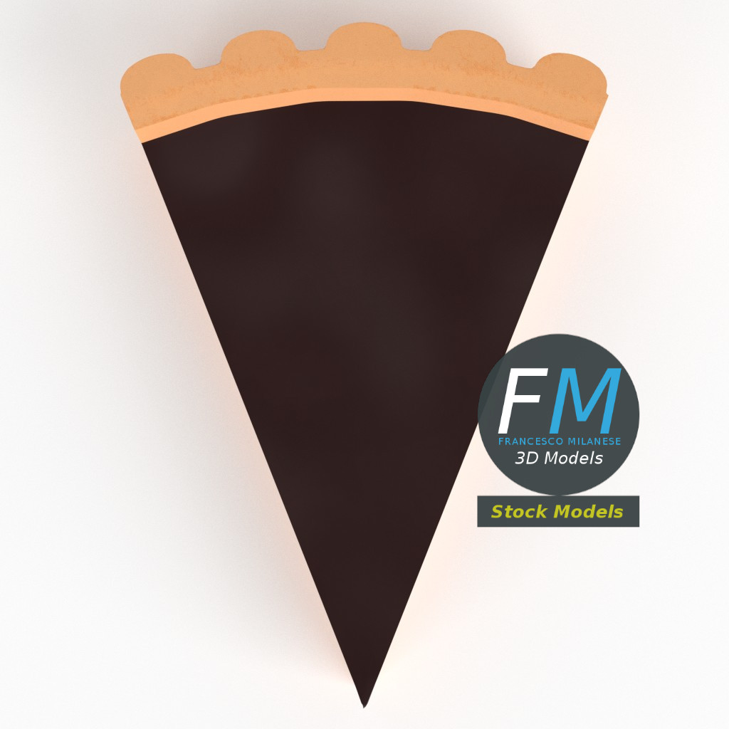 3D-Modell - Stilisiertes Stück Schokoladentarte - 06