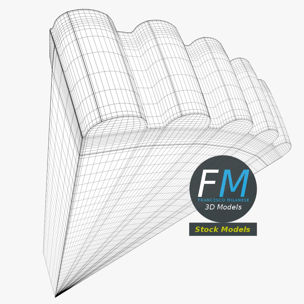 3D-Modell - Stilisiertes Stück Schokoladentarte - 08