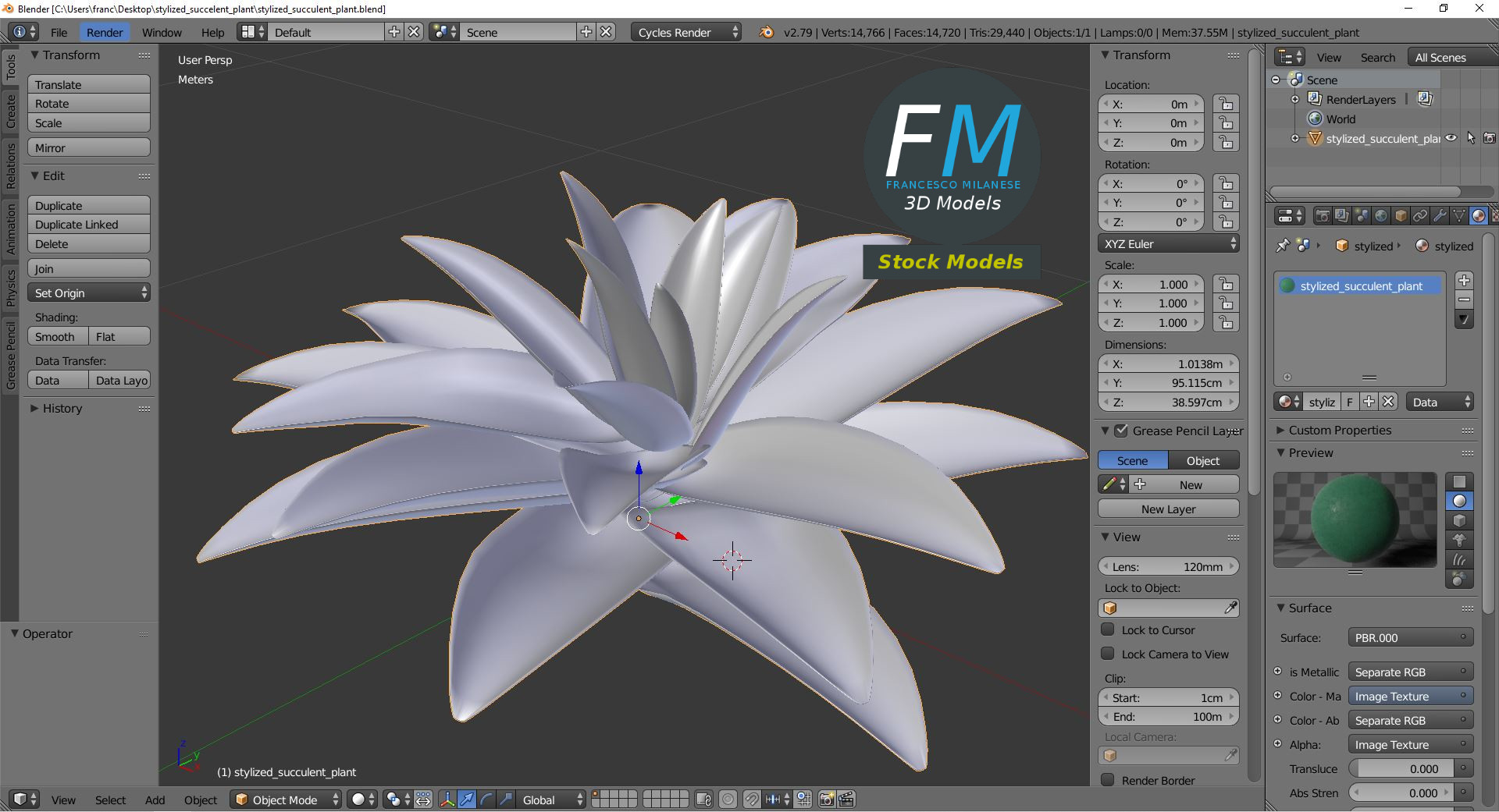 3D-Modell - Stilisierte Sukkulente - 09