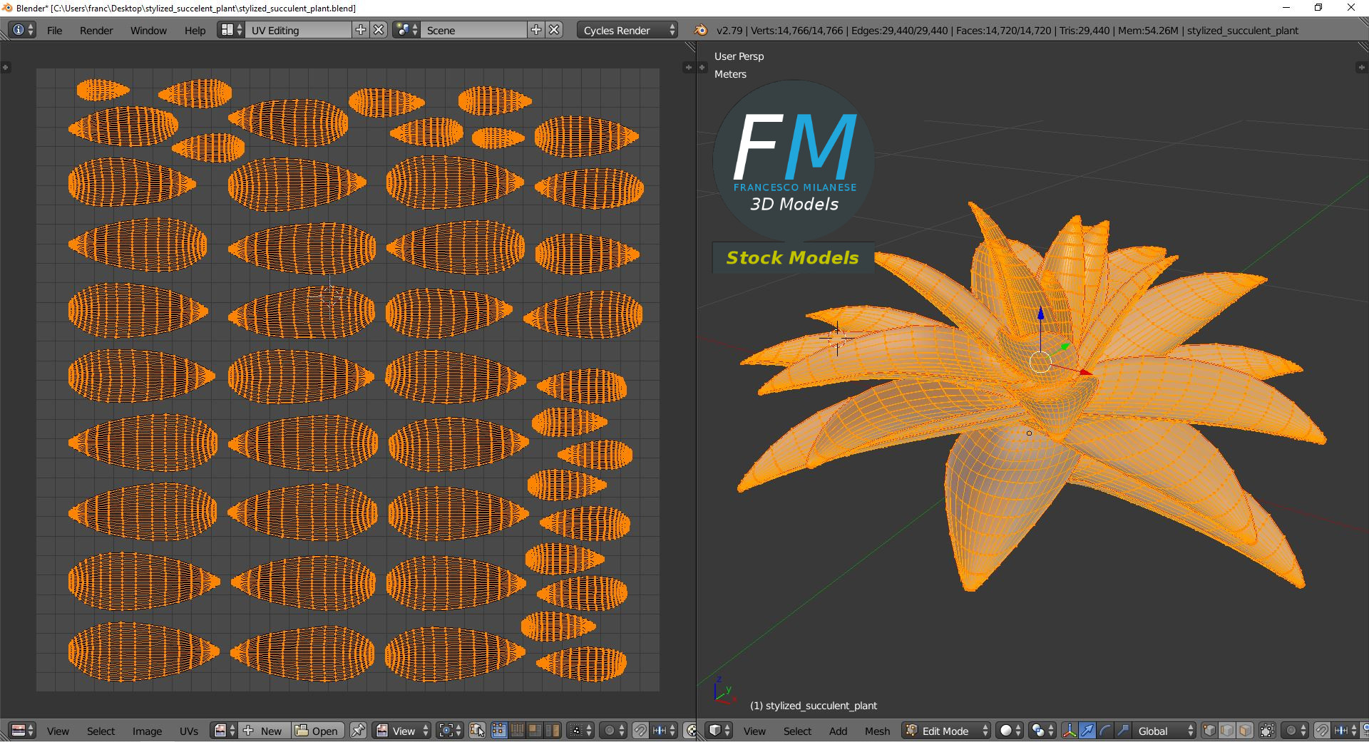 3D-Modell - Stilisierte Sukkulente - 10