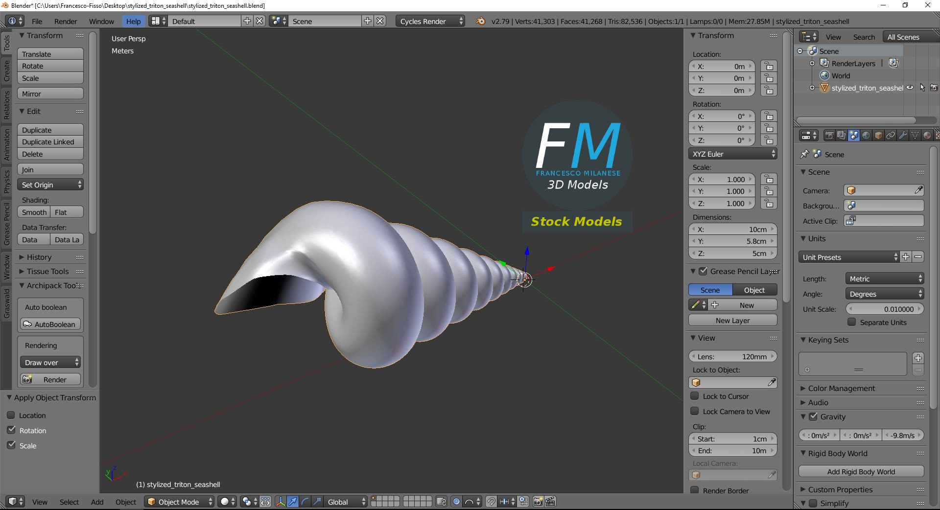 3D-Modell - Stilisierte Tritonschnecke - 09