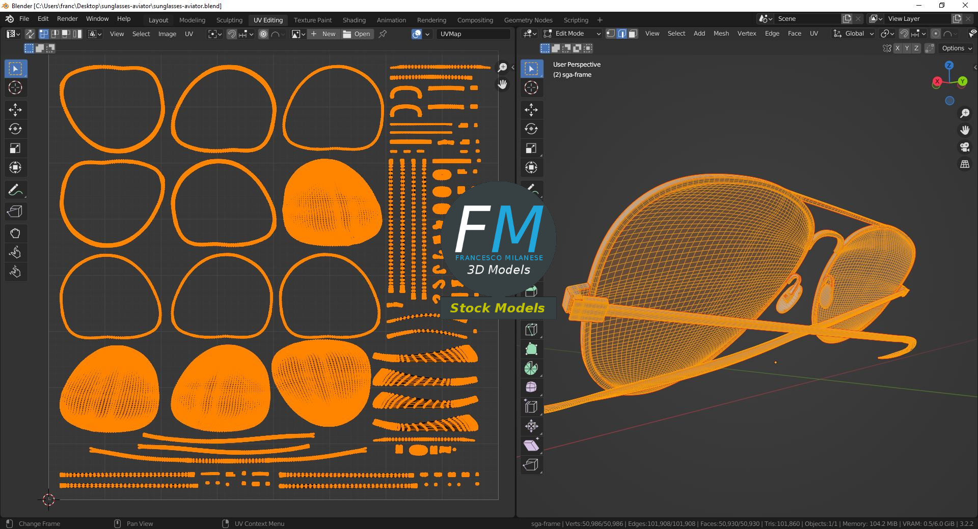 3D-Modell - Piloten-Sonnenbrille - 10