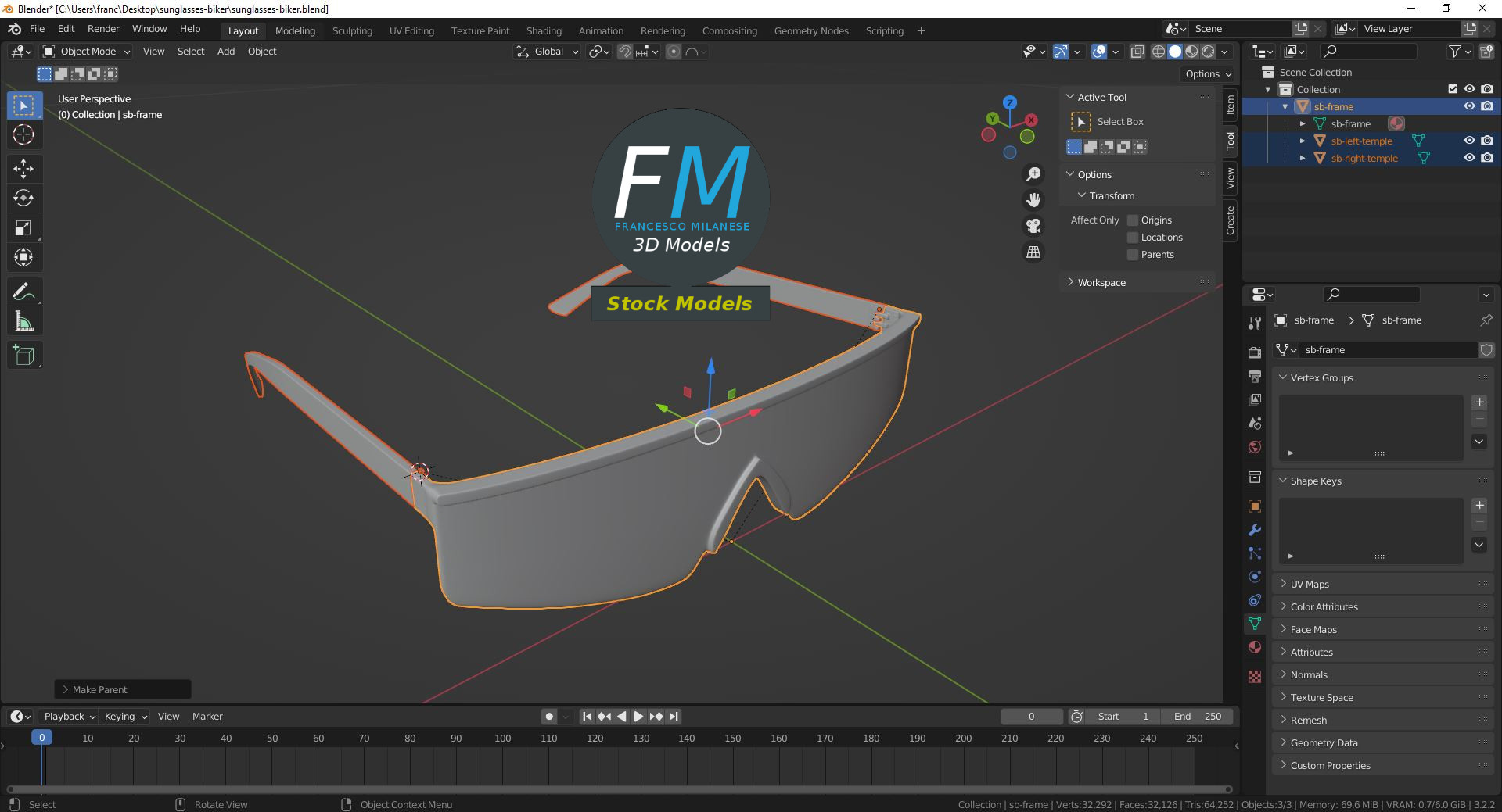 3D-Modell - Biker-Sonnenbrille - 09