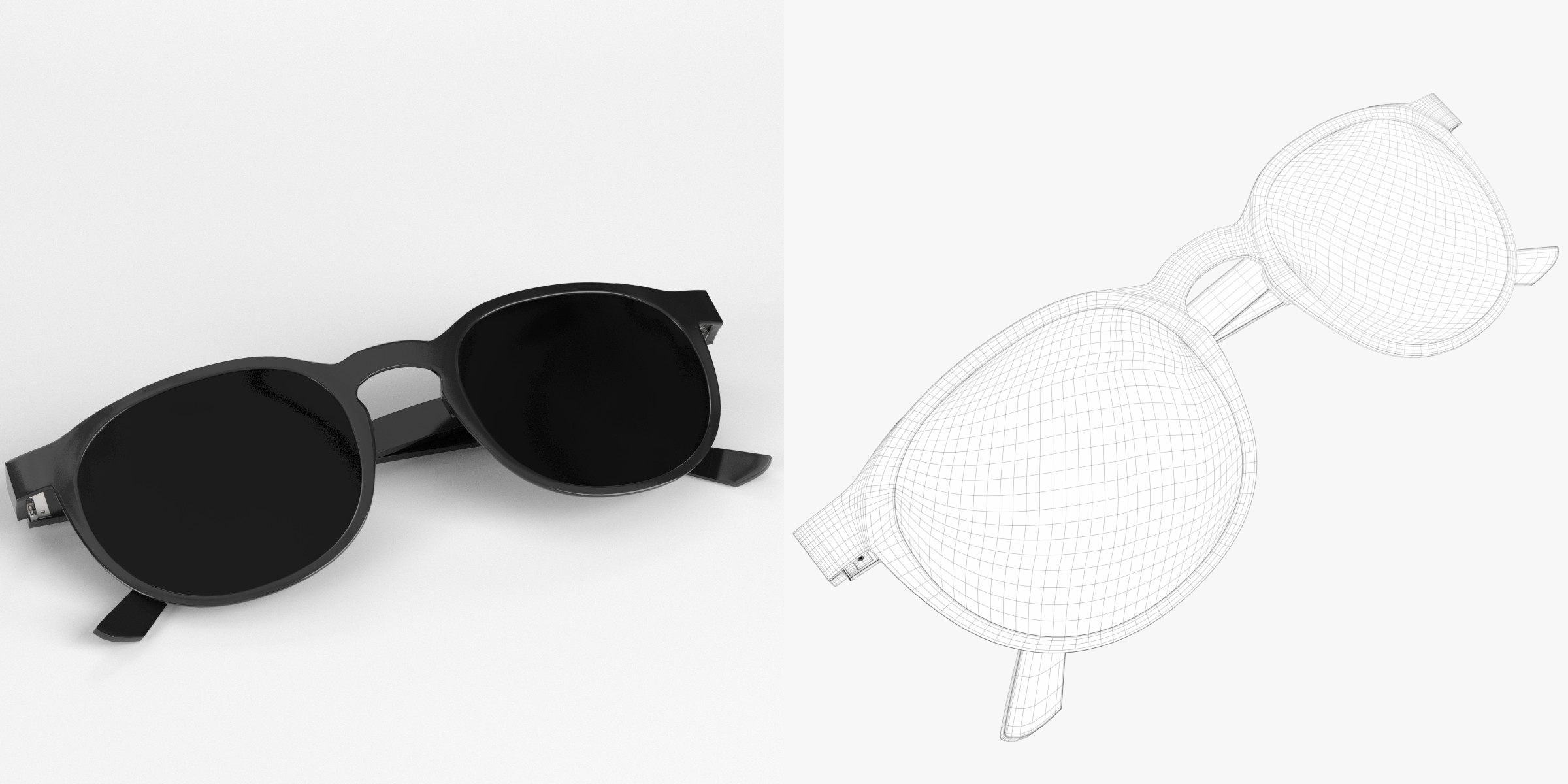 3D-Modell - Runde Boston-Sonnenbrille