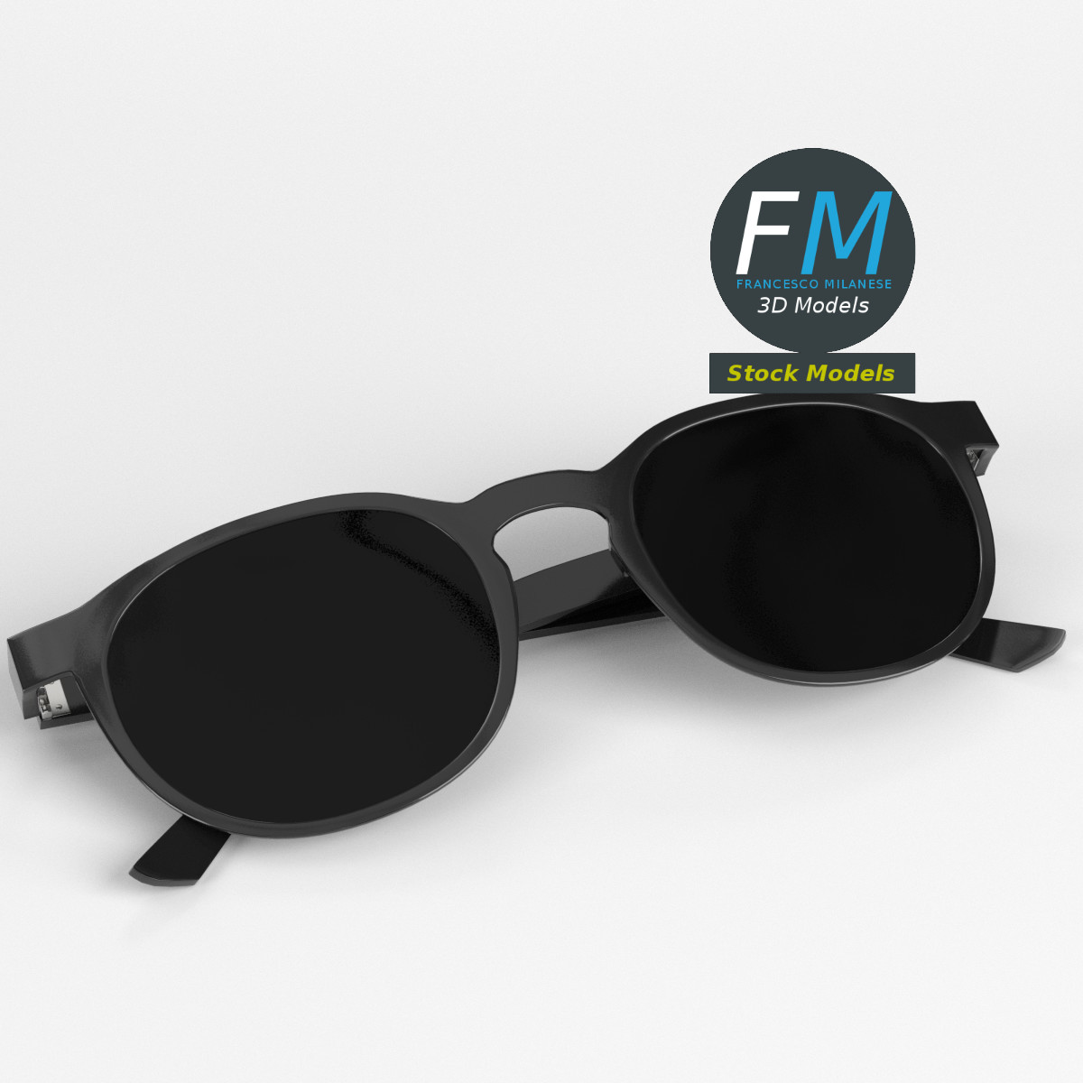 3D-Modell - Runde Boston-Sonnenbrille - 01