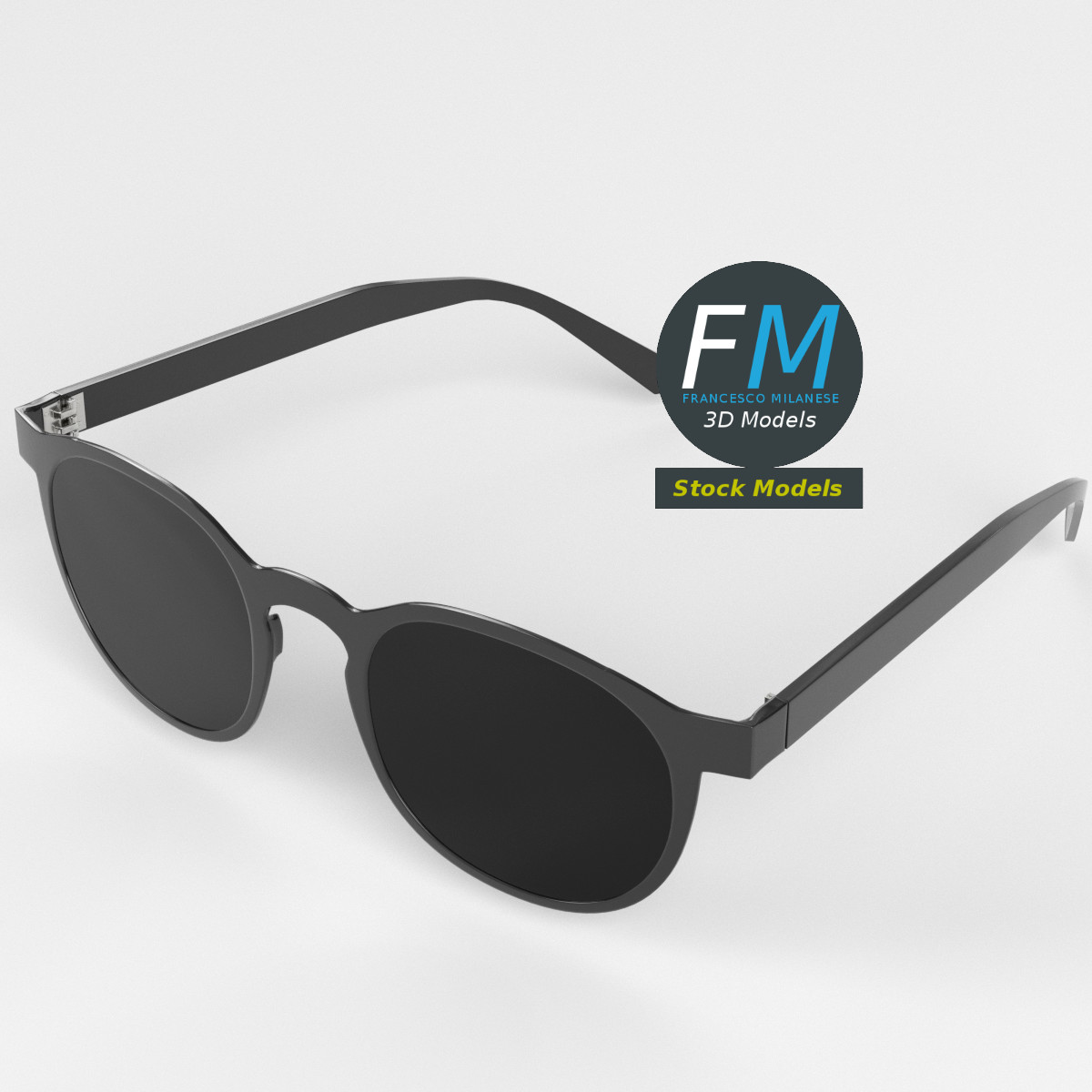 3D-Modell - Runde Boston-Sonnenbrille - 02