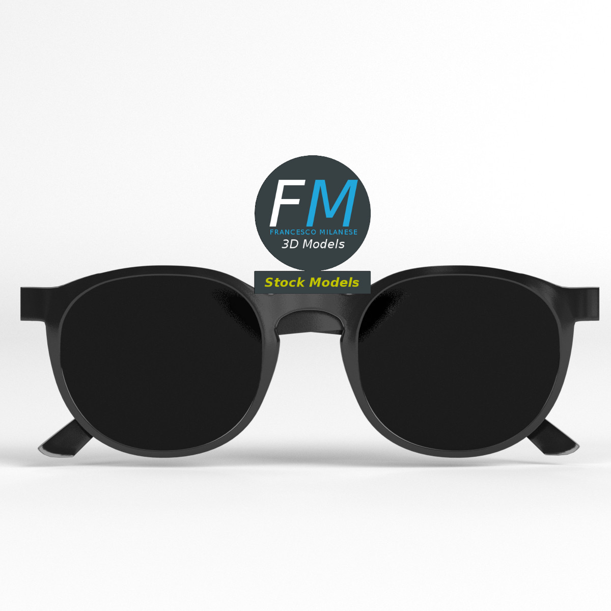 3D-Modell - Runde Boston-Sonnenbrille - 03