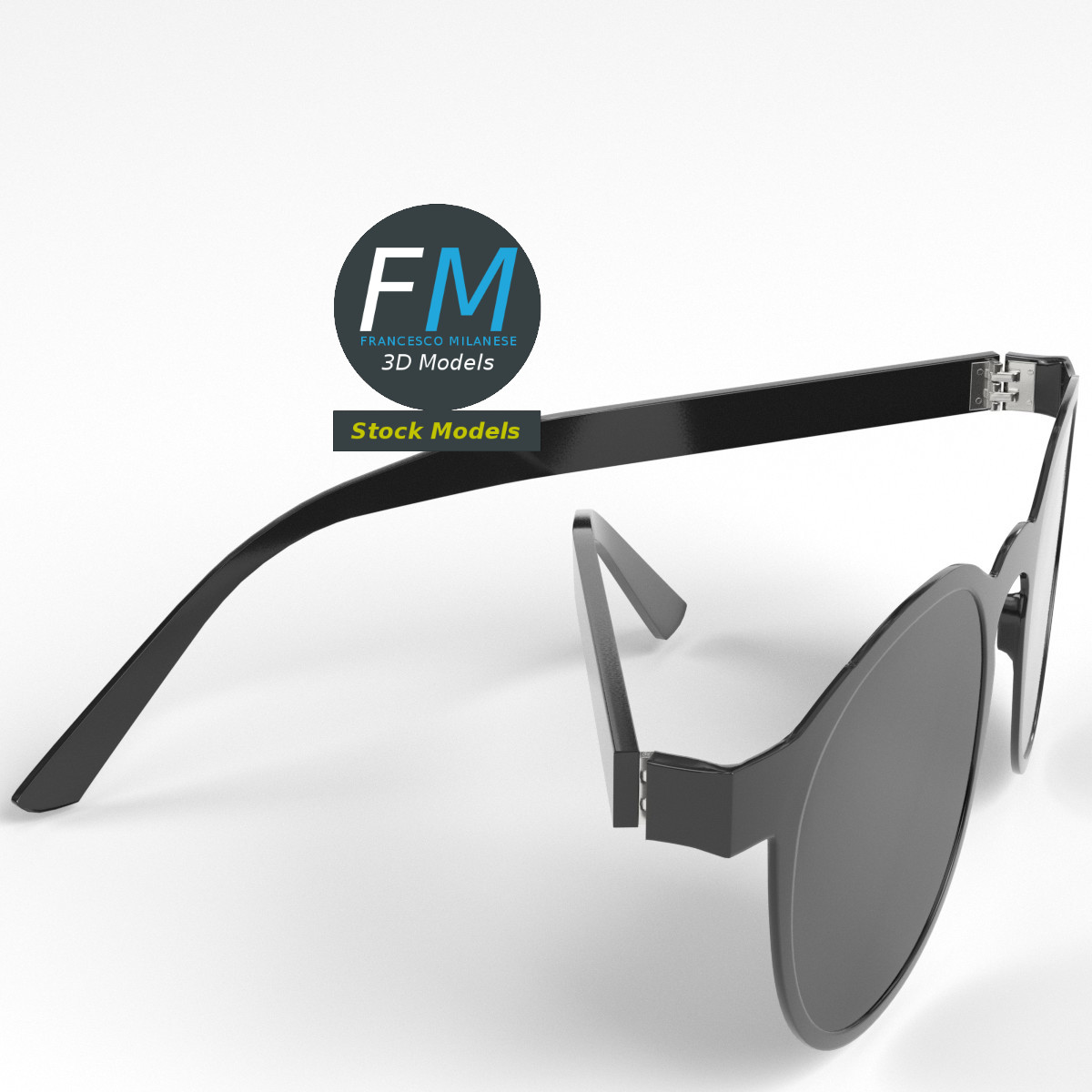 3D-Modell - Runde Boston-Sonnenbrille - 04