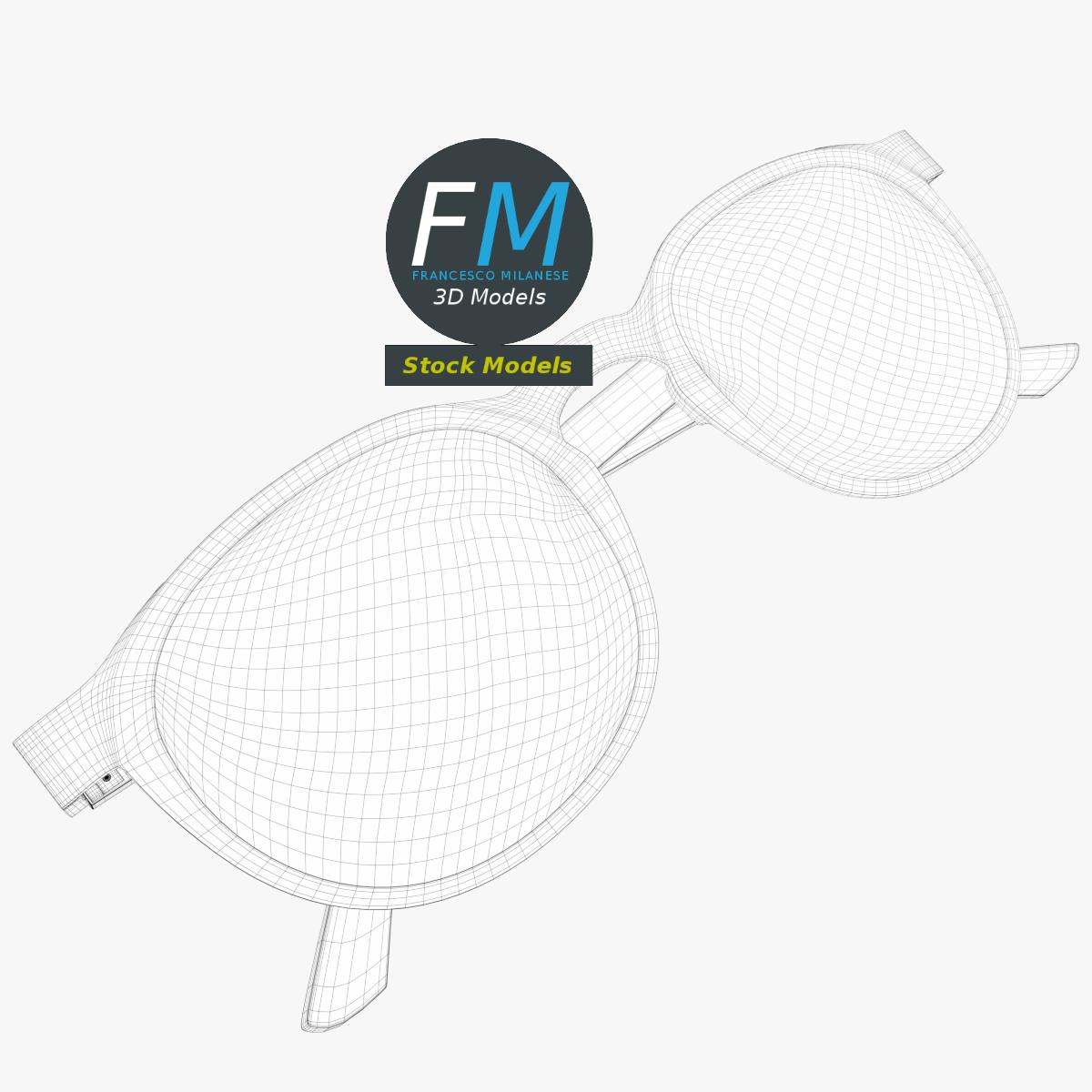 3D-Modell - Runde Boston-Sonnenbrille - 07