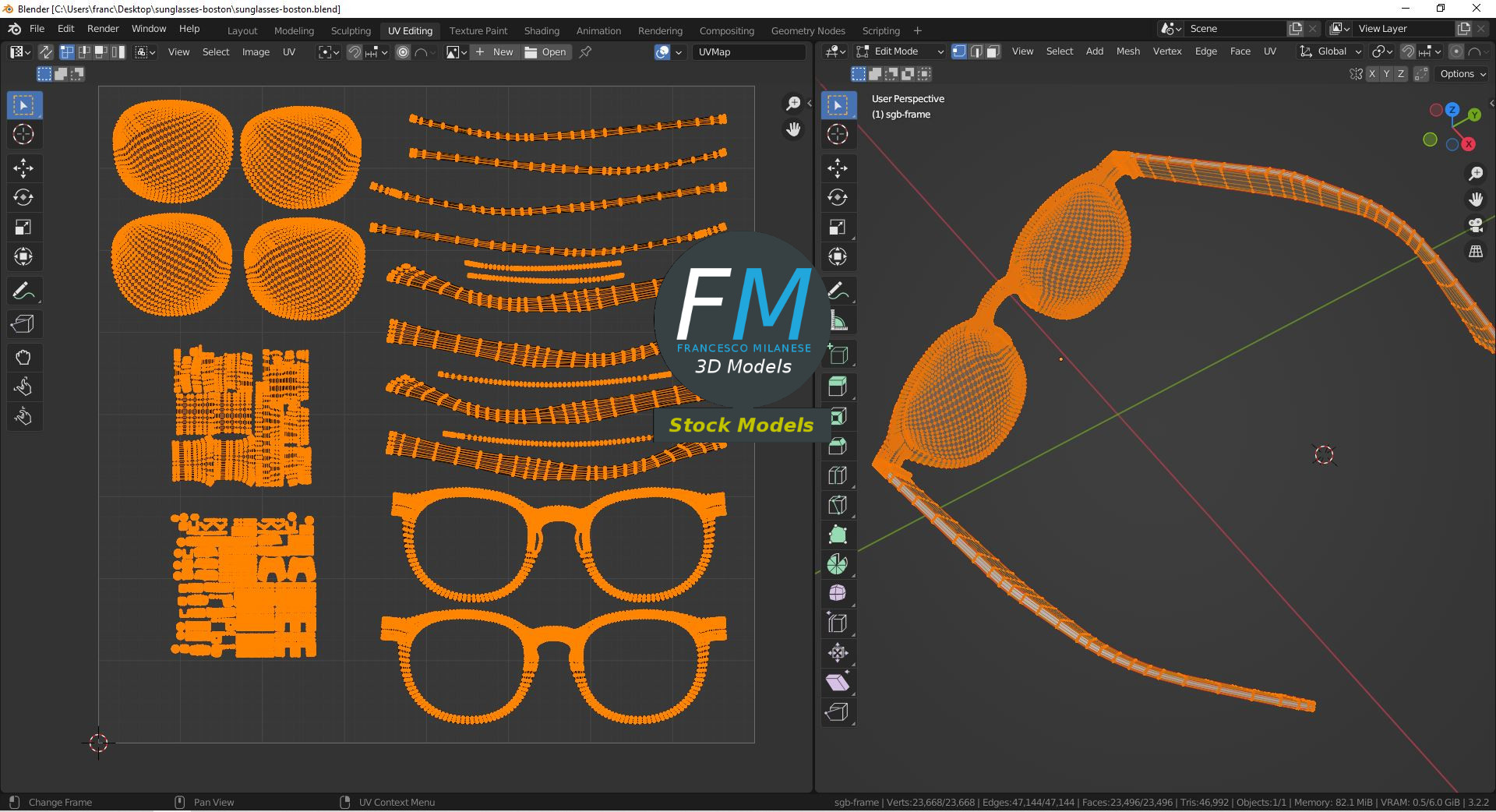 3D-Modell - Runde Boston-Sonnenbrille - 10