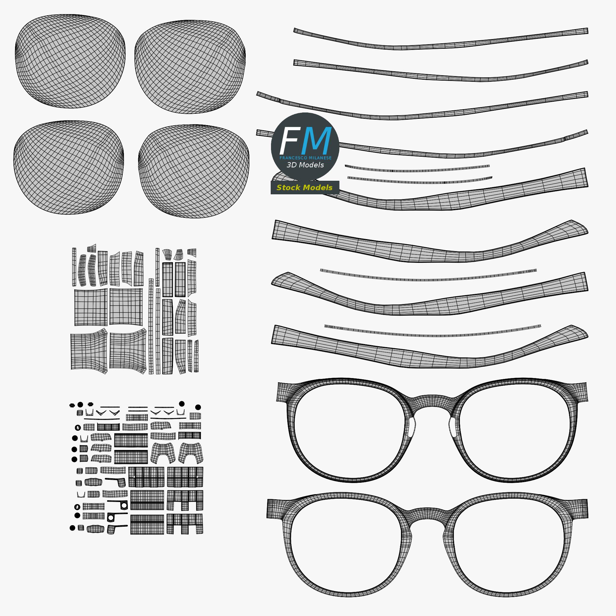 3D-Modell - Runde Boston-Sonnenbrille - 11 3D-Modell - Runde Boston-Sonnenbrille - 11