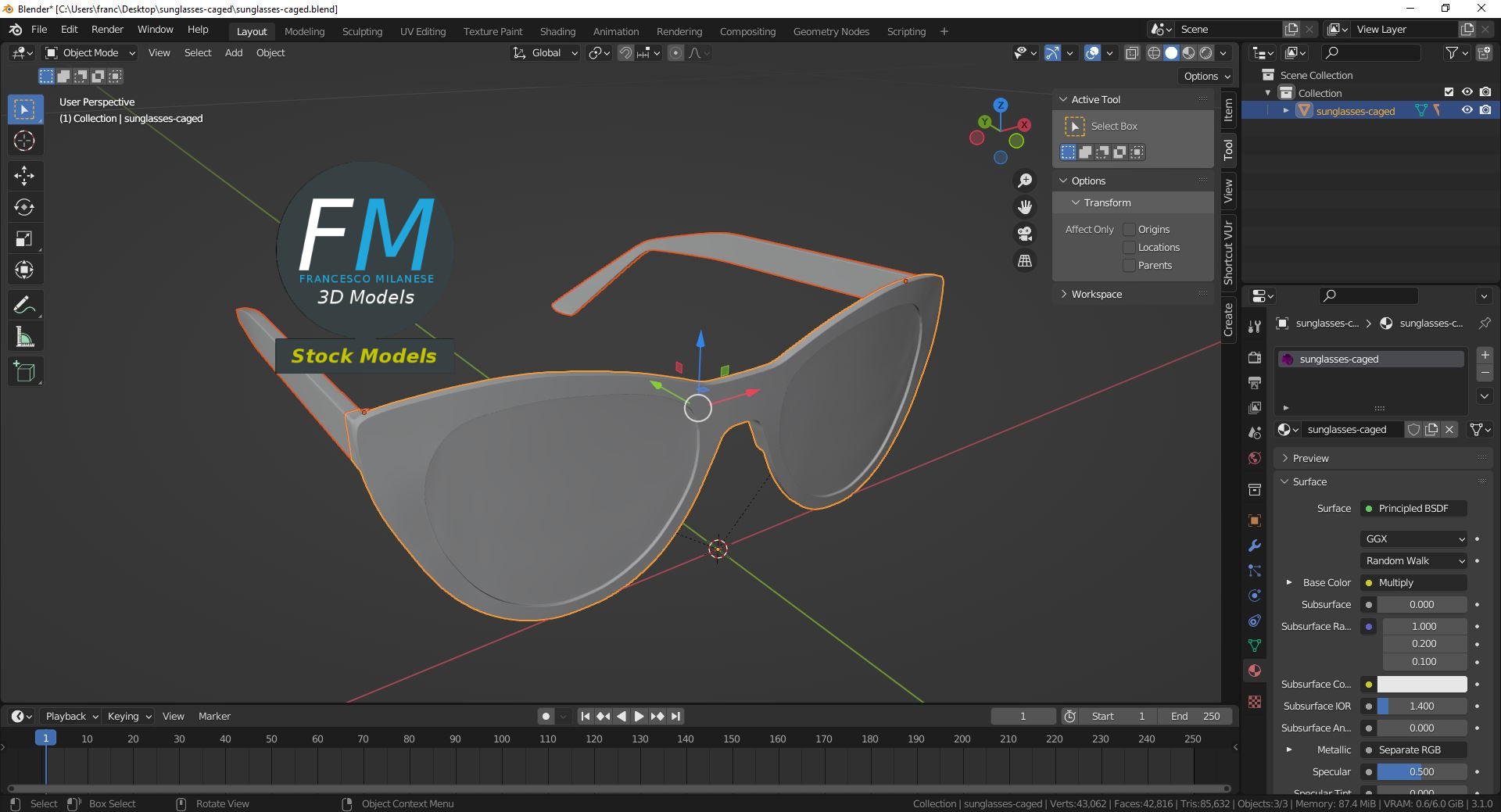 3D-Modell - Caged Cat-Eye-Sonnenbrille - 09
