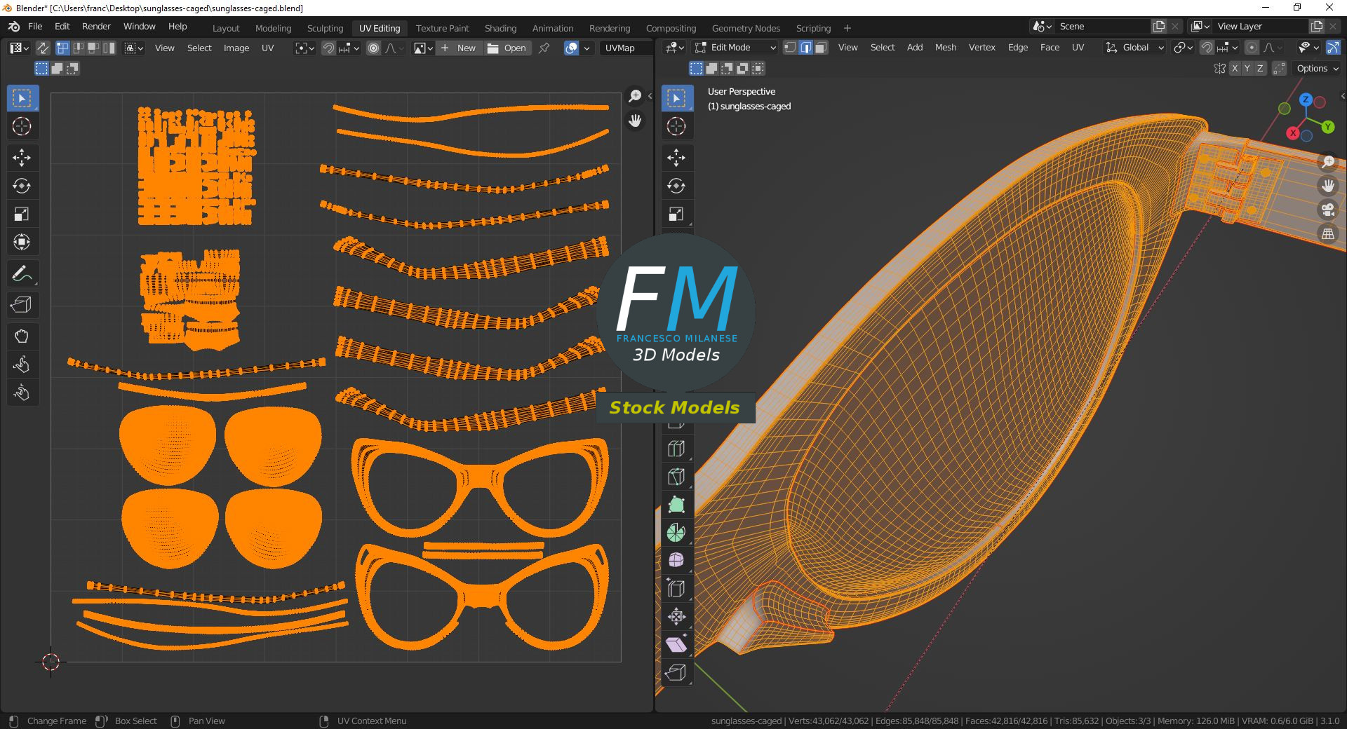 3D-Modell - Caged Cat-Eye-Sonnenbrille - 10