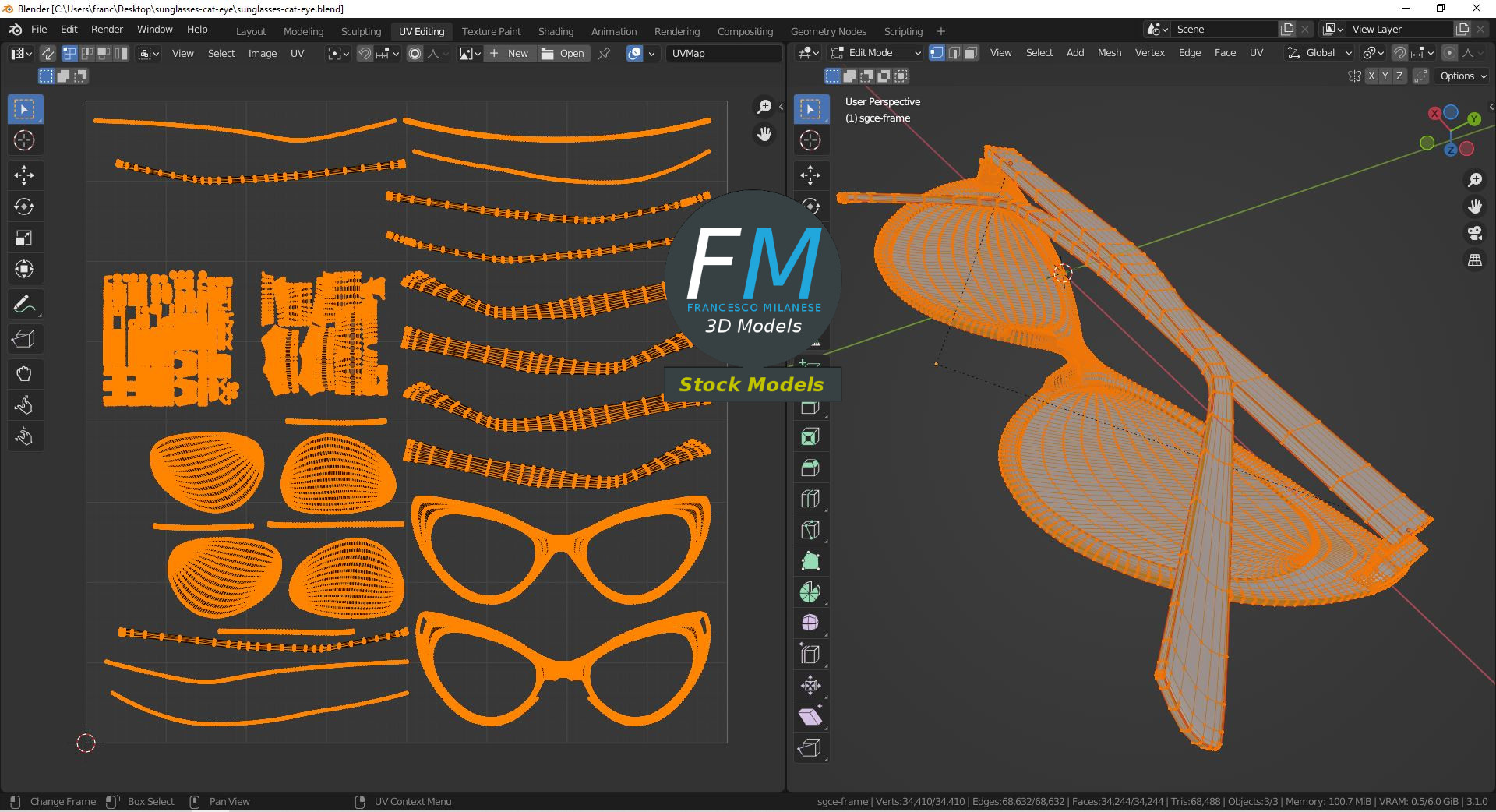 3D-Modell - Cat-Eye-Sonnenbrille - 10