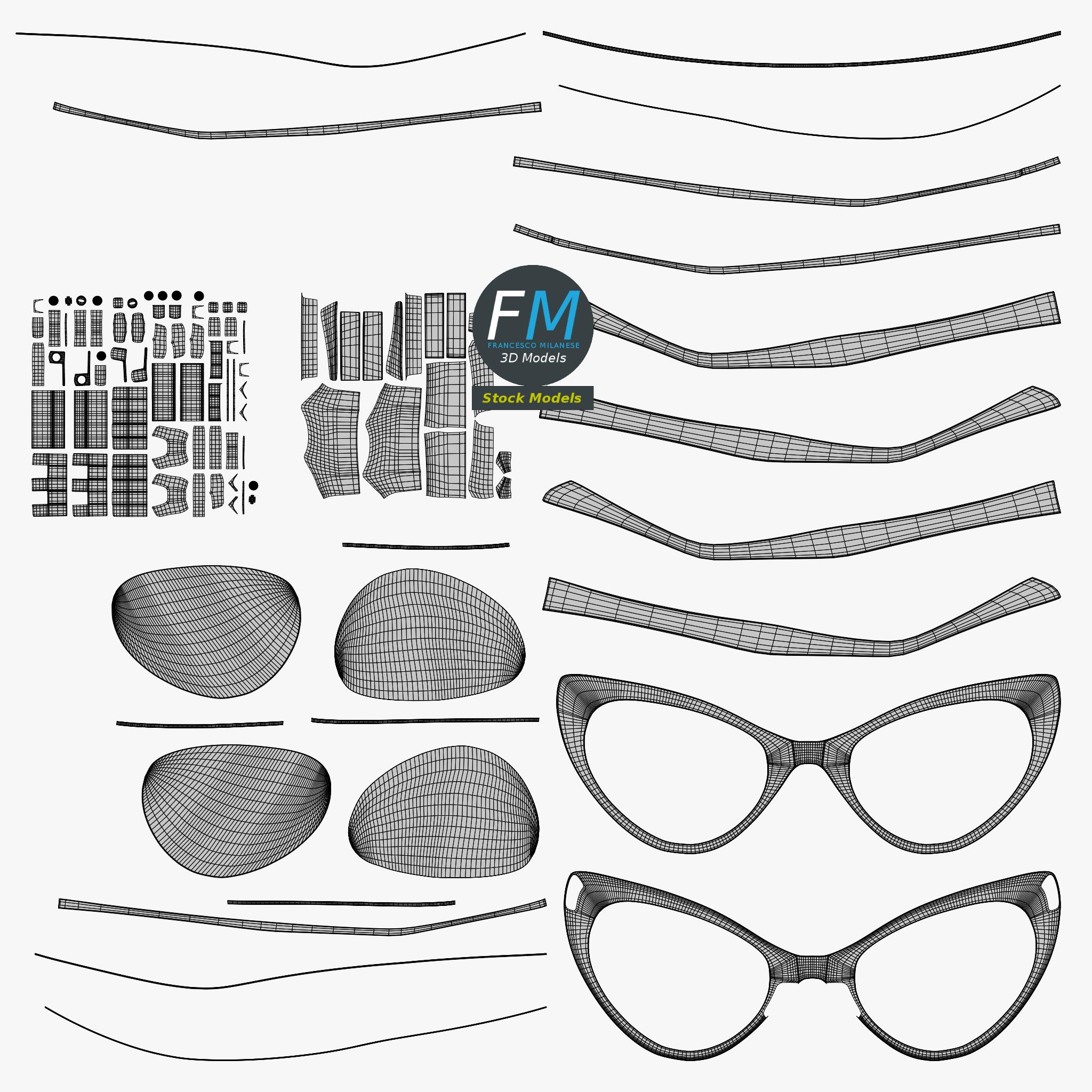 3D-Modell - Cat-Eye-Sonnenbrille - 11 3D-Modell - Cat-Eye-Sonnenbrille - 11