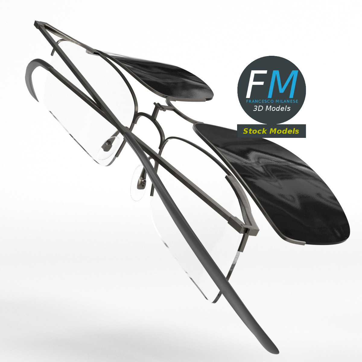 3D-Modell - Clip-On-Sonnenbrille - 04