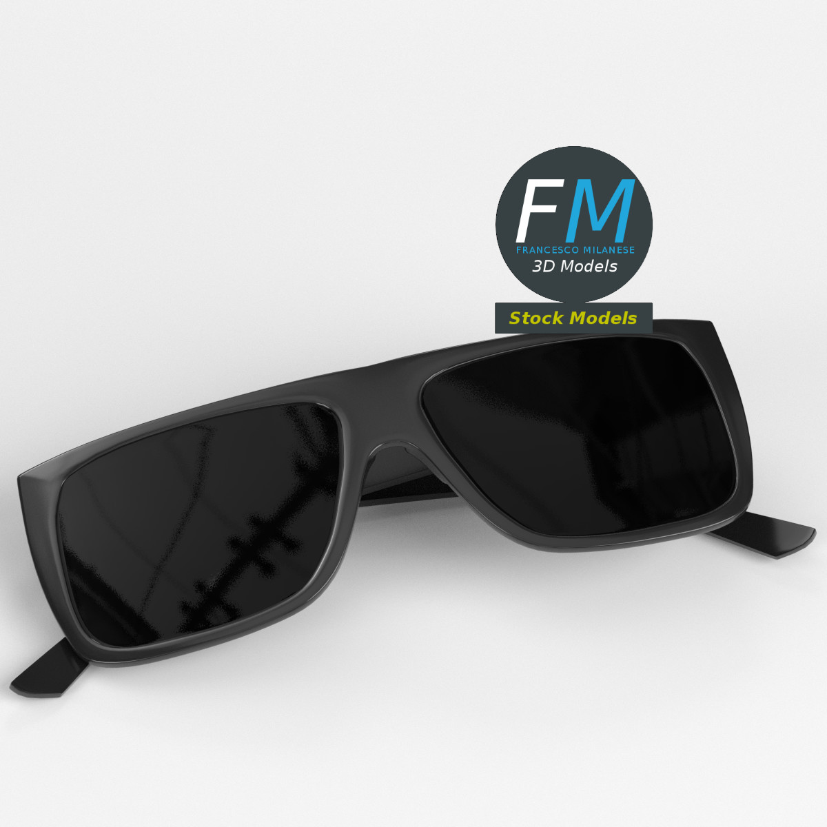 3D-Modell - Sonnenbrille mit flacher Oberkante - 01