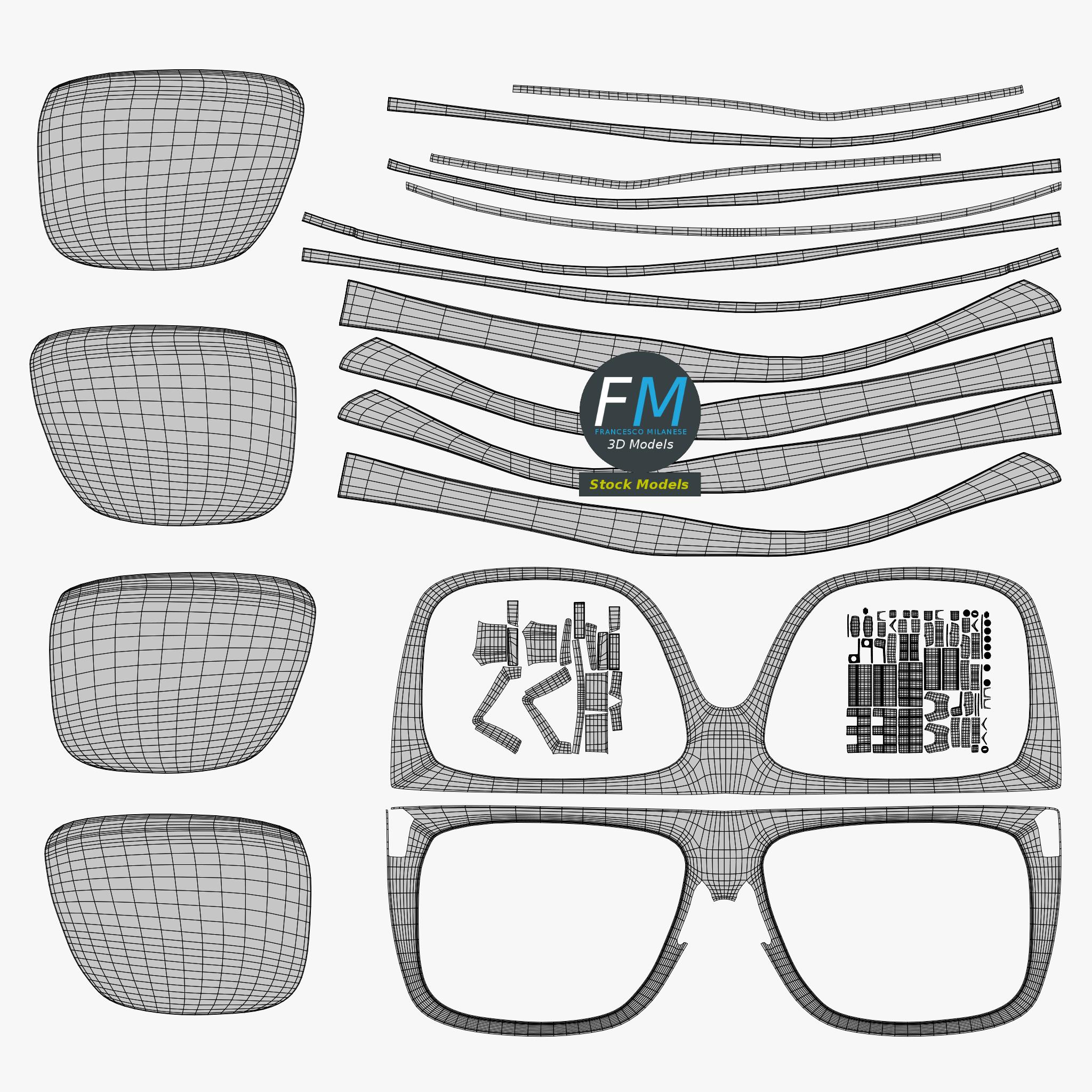 3D-Modell - Sonnenbrille mit flacher Oberkante - 11 3D-Modell - Sonnenbrille mit flacher Oberkante - 11