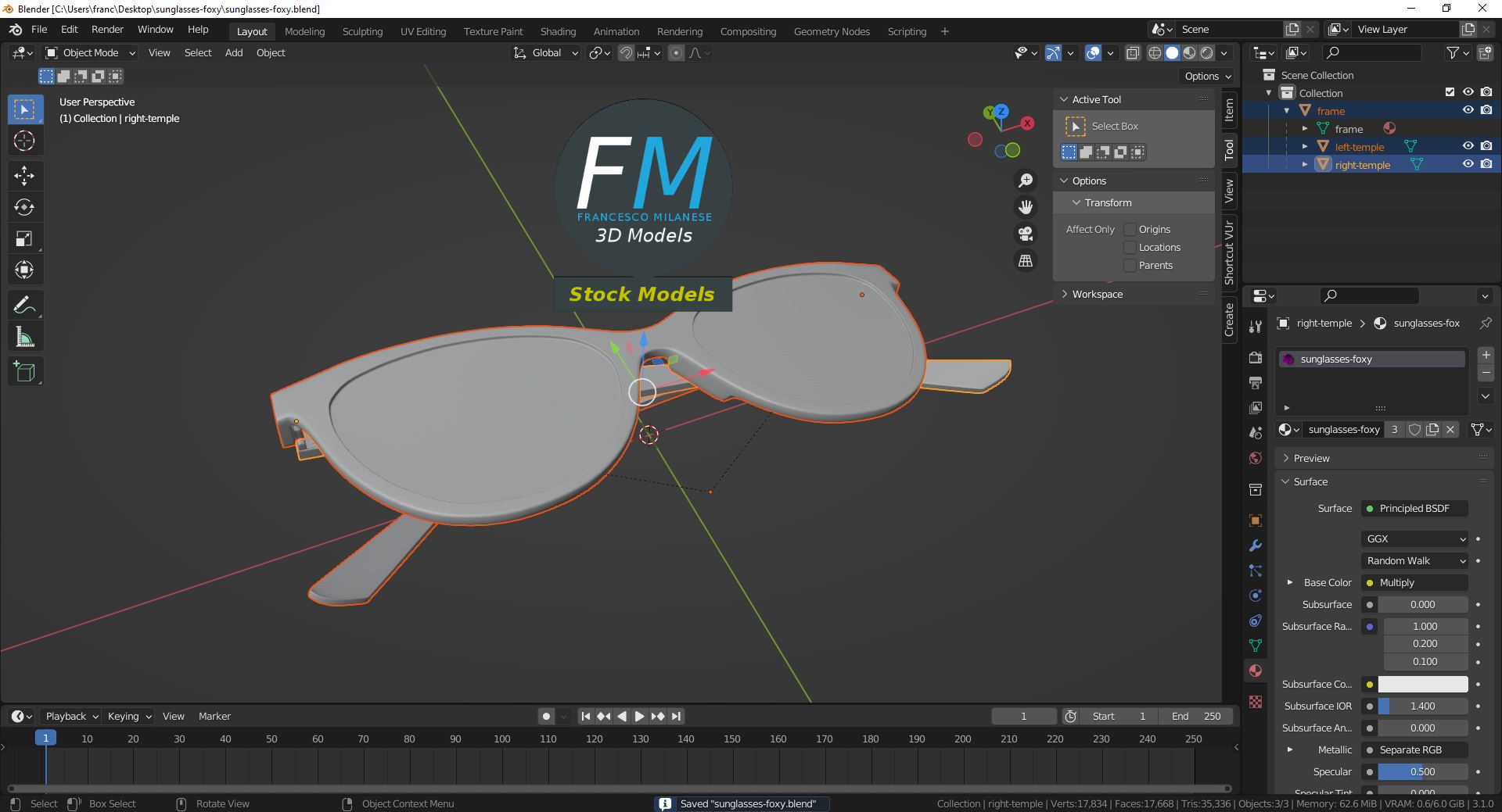 3D-Modell - Foxy Cat-Eye-Sonnenbrille - 09