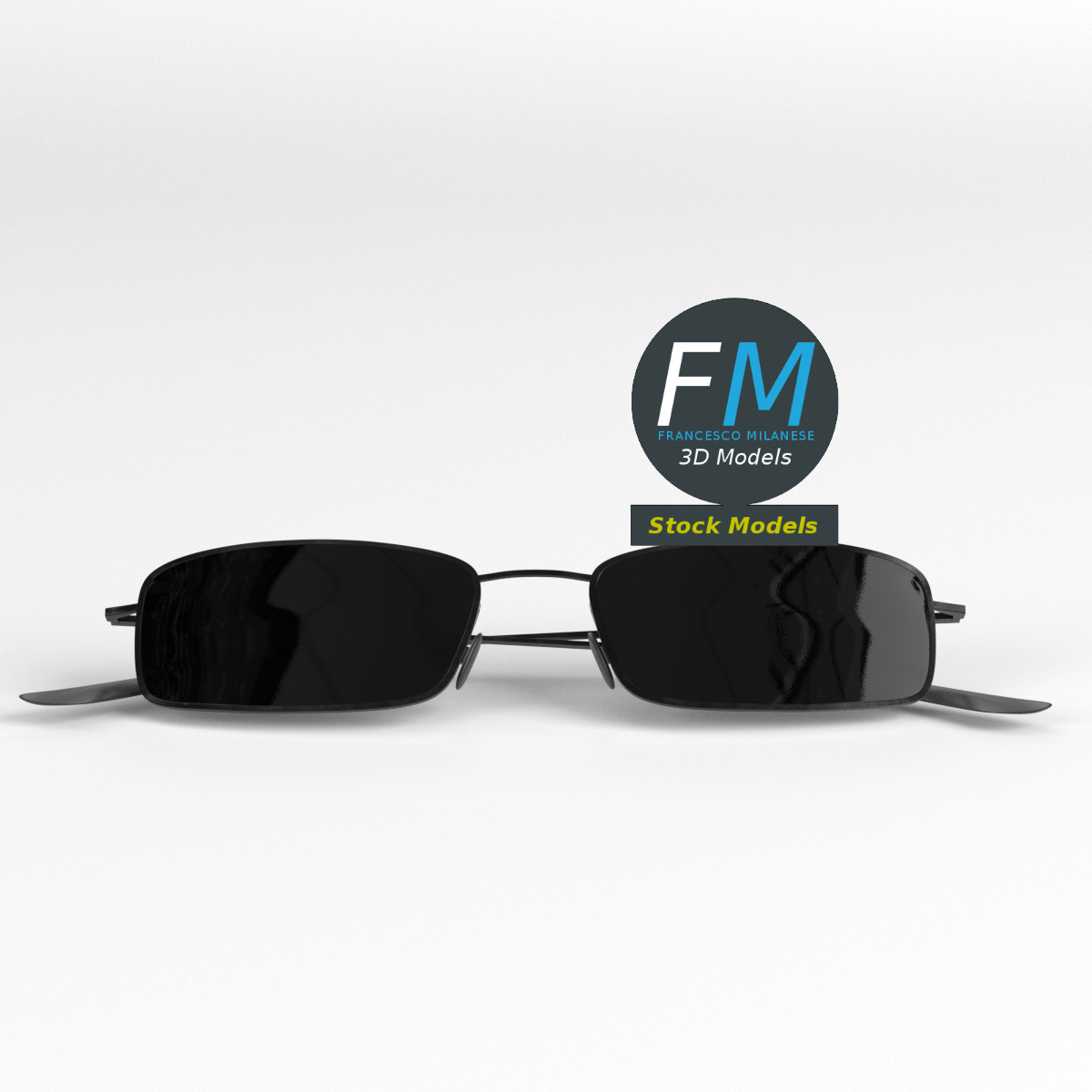 3D-Modell - Rechteckige Vollrand-Sonnenbrille - 03