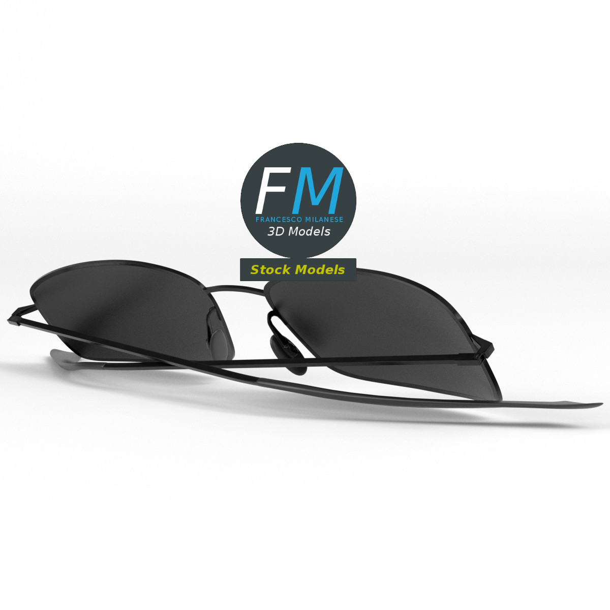 3D-Modell - Rechteckige Vollrand-Sonnenbrille - 04