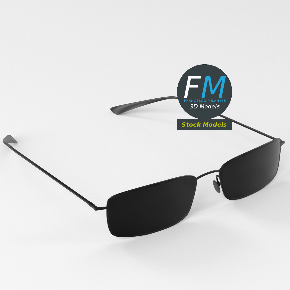 3D-Modell - Rechteckige Vollrand-Sonnenbrille - 05